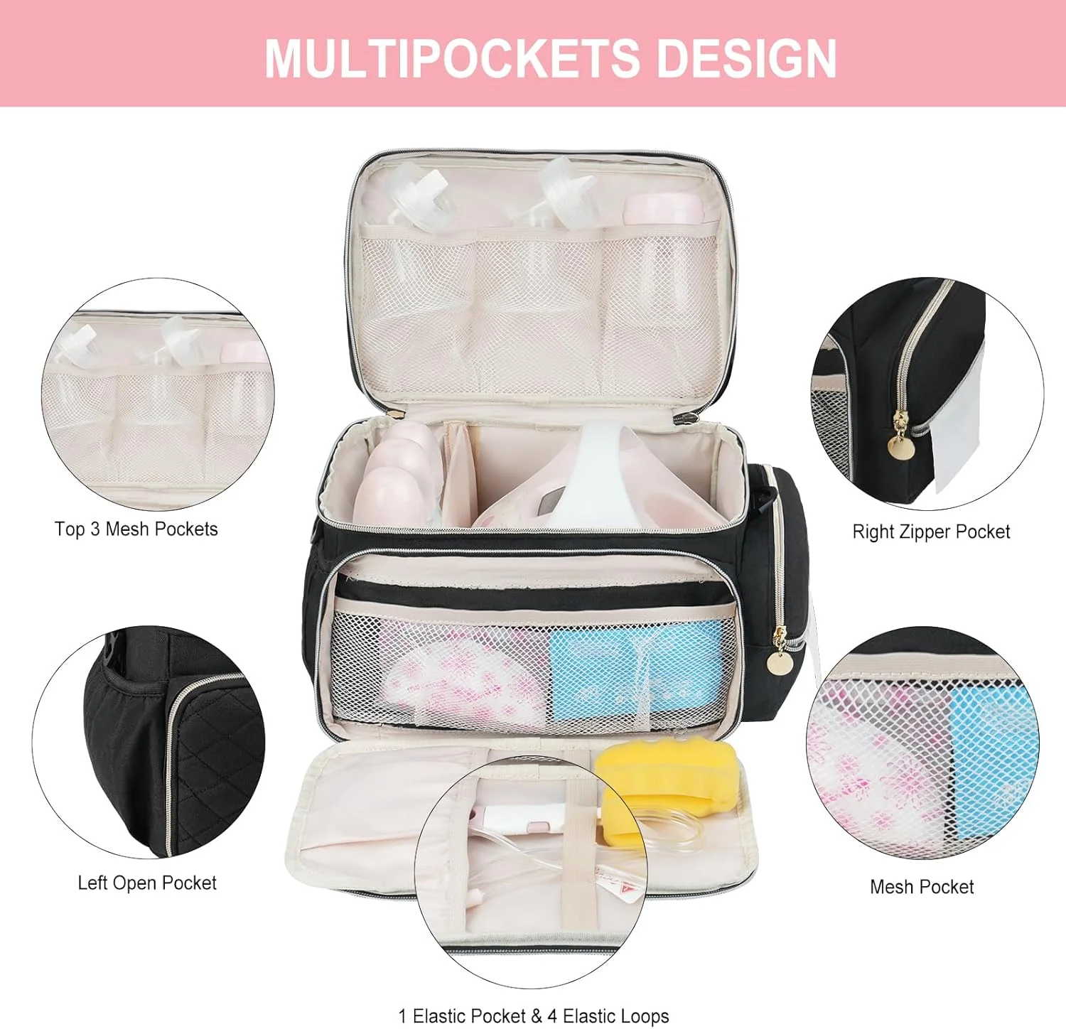 کیف پمپ سینه Jaffzora سازگار با Spectra S1، S1 Plus و S2، کیف حمل و نقل مسافرتی برای پمپ سینه و لوازم جانبی، مشکی کیف پمپ سینه Jaffzora سازگار با Spectra S1، S1 Plus و S2، کیف حمل و نقل مسافرتی برای پمپ سینه و لوازم جانبی، مشکی