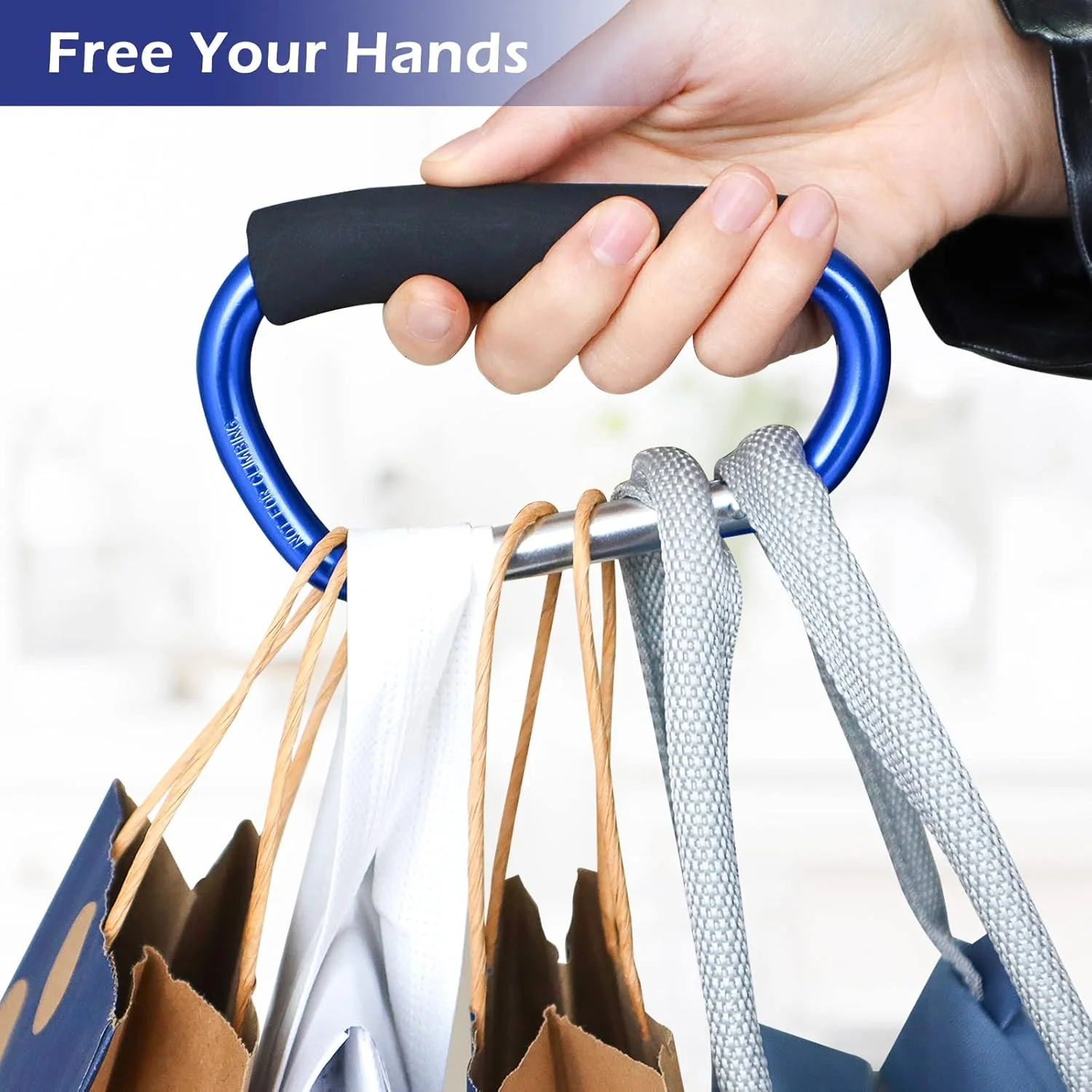 JIALEEY دسته نگهدارنده کیسه خرید ابزار حمل چند منظوره قلاب دار مجموعه قلاب کالسکه لوازم جانبی سازمان دهنده با دسته فوم نرم برای آویزان کردن، بسته 2 عددی، آبی JIALEEY دسته نگهدارنده کیسه خرید ابزار حمل چند منظوره قلاب دار مجموعه قلاب کالسکه لوازم جانبی سازمان دهنده با دسته فوم نرم برای آویزان کردن، بسته 2 عددی، آبی