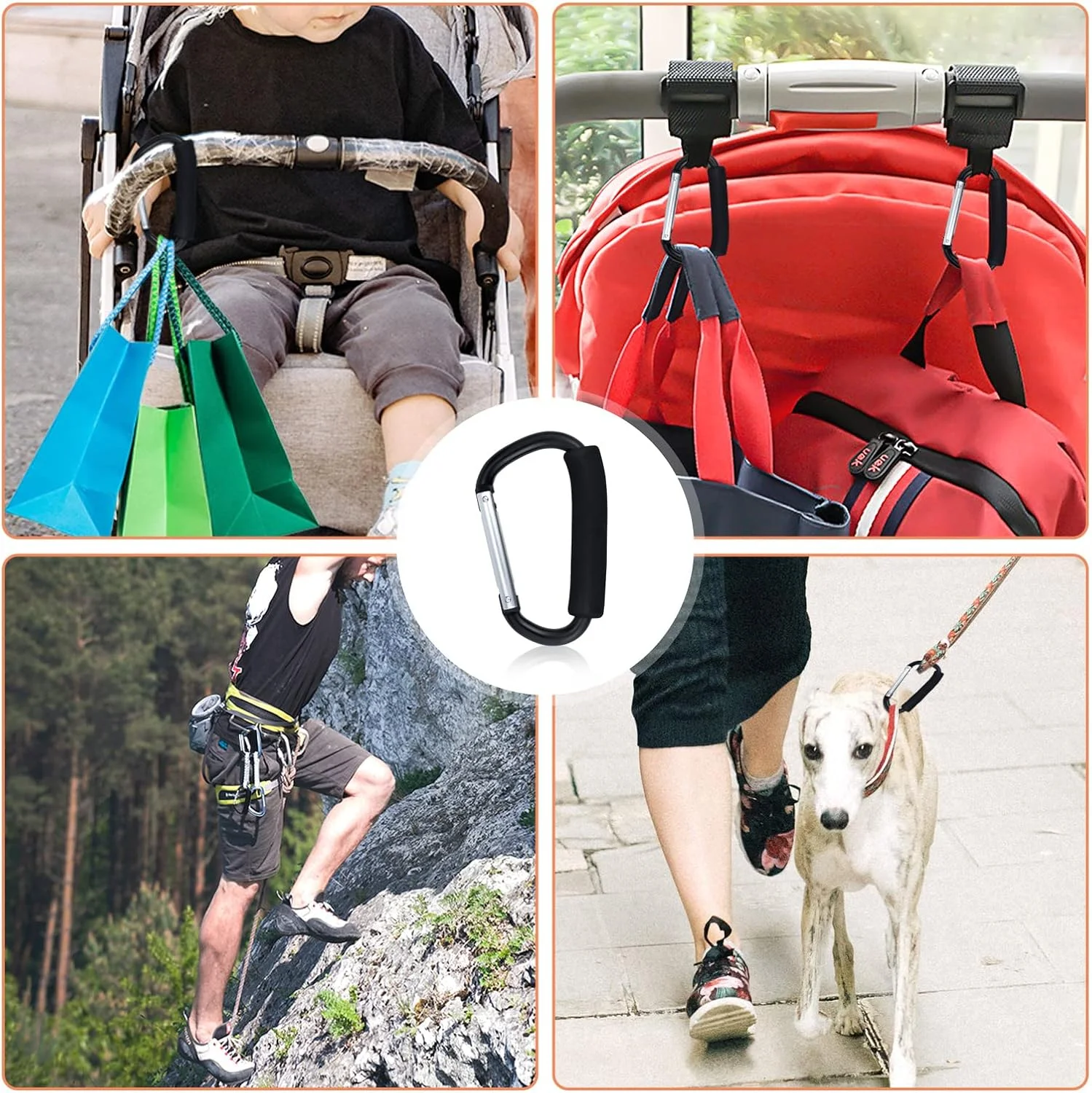 نگهدارنده کیسه خرید جیالی، ابزار حمل کیسه خرید چند منظوره با دسته و قلاب اتصال، مجموعه لوازم جانبی سازمان دهنده با دسته فوم نرم برای آویزان کردن، بسته 2 عددی، مشکی نگهدارنده کیسه خرید جیالی، ابزار حمل کیسه خرید چند منظوره با دسته و قلاب اتصال، مجموعه لوازم جانبی سازمان دهنده با دسته فوم نرم برای آویزان کردن، بسته 2 عددی، مشکی