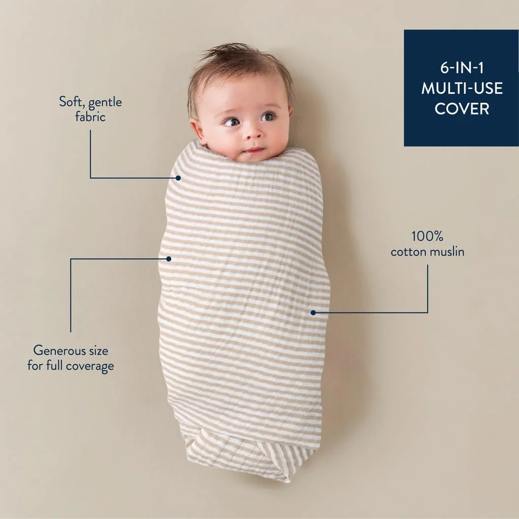 Itzy Ritzy Breastfeeding Boss Multi-Use Cover – A Nursing Cover, Swaddle, Car Seat Cover, Tummy Time Mat & Burp Cloth All in One – Made of Soft Muslin Fabric & Measures 47” x 47” (Taupe Stripe) Itzy Ritzy Breastfeeding Boss Multi-Use Cover – A Nursing Cover, Swaddle, Car Seat Cover, Tummy Time Mat & Burp Cloth All in One – Made of Soft Muslin Fabric & Measures 47” x 47” (Taupe Stripe)