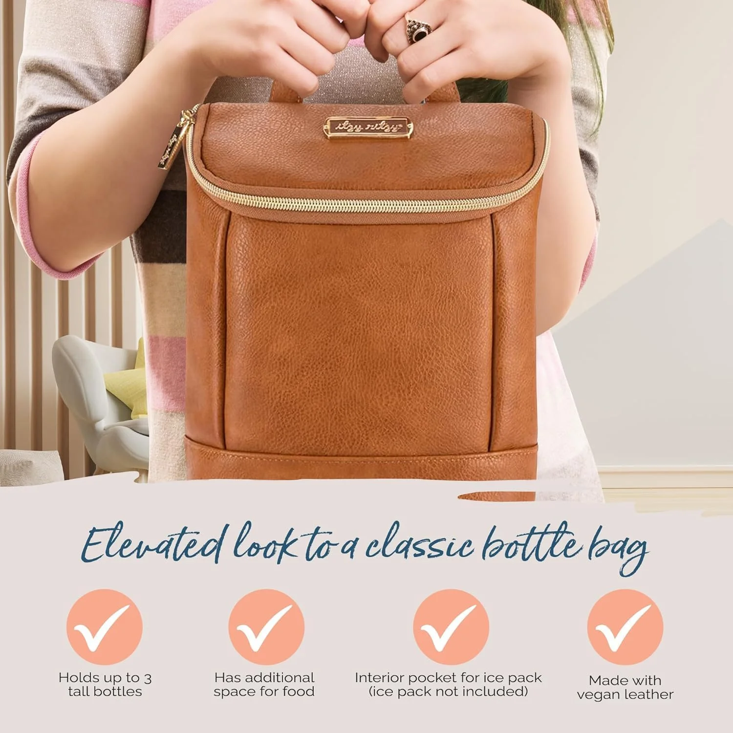 Itzy Ritzy Insulated Bottle Bag – Keeps Bottles Warm or Cool - Holds 3 Bottles & Features Interior Pocket for Ice Pack (Not Included), Cognac Itzy Ritzy Insulated Bottle Bag – Keeps Bottles Warm or Cool - Holds 3 Bottles & Features Interior Pocket for Ice Pack (Not Included), Cognac