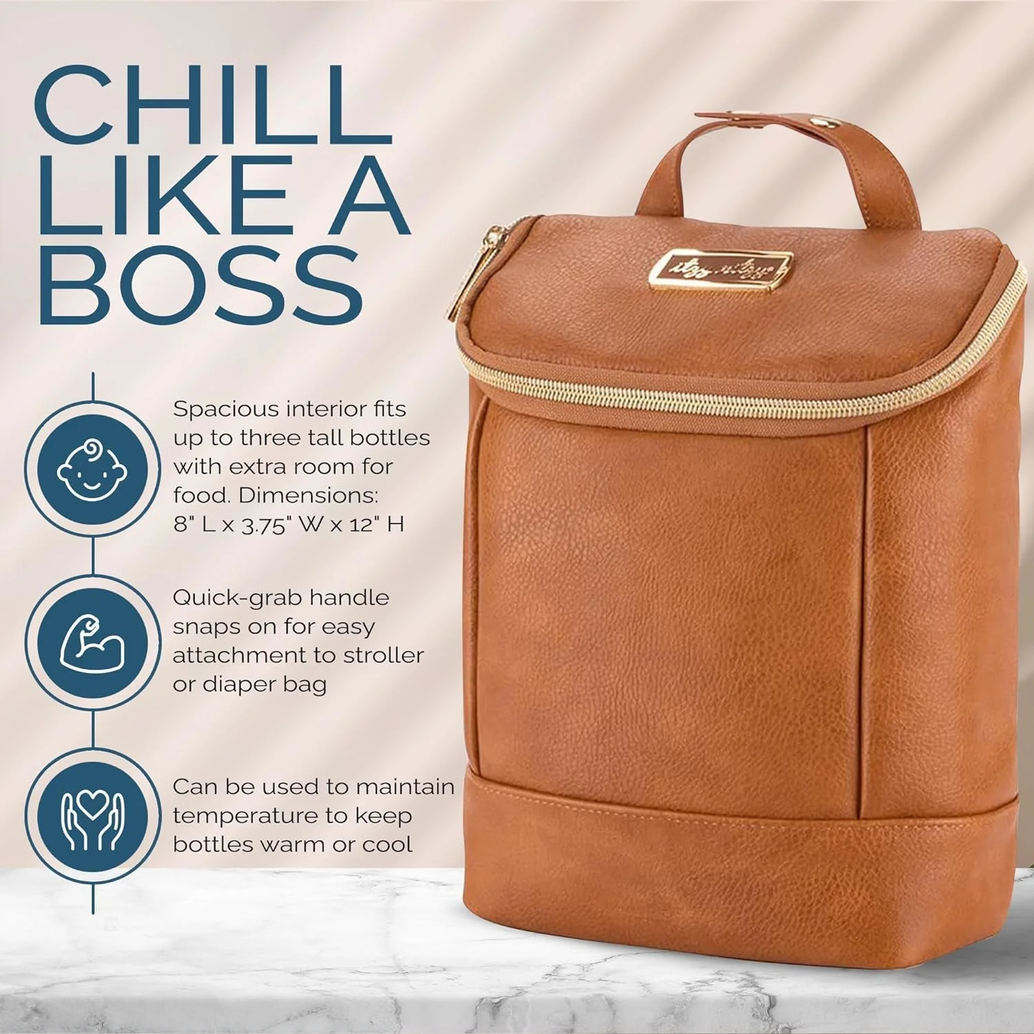 Itzy Ritzy Insulated Bottle Bag – Keeps Bottles Warm or Cool - Holds 3 Bottles & Features Interior Pocket for Ice Pack (Not Included), Cognac Itzy Ritzy Insulated Bottle Bag – Keeps Bottles Warm or Cool - Holds 3 Bottles & Features Interior Pocket for Ice Pack (Not Included), Cognac