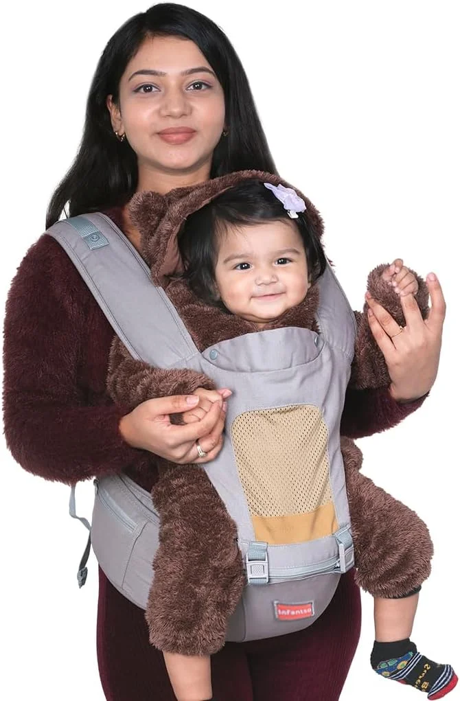 آغوشی نوزاد صندلی دار قابل تنظیم 4 در 1 INFANTSO، نرم و راحت با کمربند ایمنی، جیب های چند منظوره و بندهای پهن بالشتکی (خاکستری) آغوشی نوزاد صندلی دار قابل تنظیم 4 در 1 INFANTSO، نرم و راحت با کمربند ایمنی، جیب های چند منظوره و بندهای پهن بالشتکی (خاکستری)