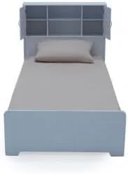 INFINI HOMES Wooden Single Bed with Storage Headboard, L190 x W90 cm, White (without Mattress and Assembly) INFINI HOMES Wooden Single Bed with Storage Headboard, L190 x W90 cm, White (without Mattress and Assembly)