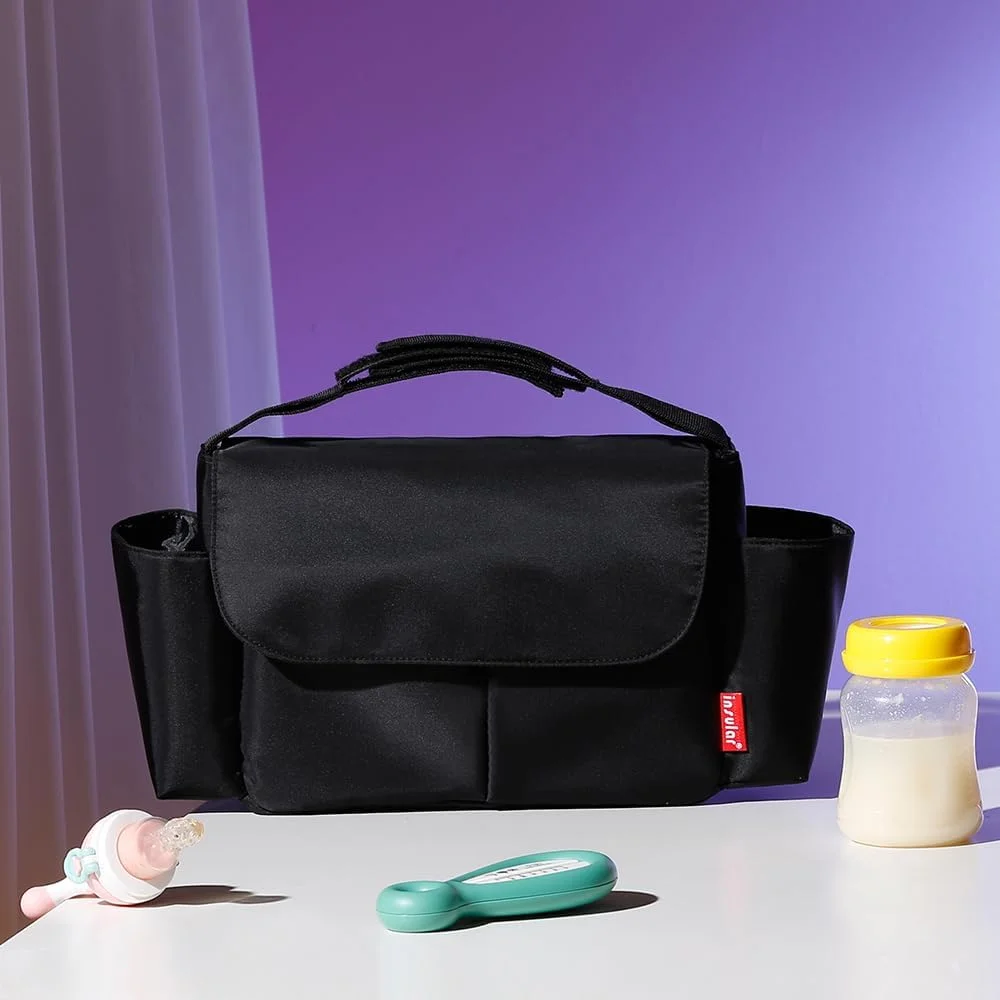 کیف لوازم کودک Insular، کیف لوازم جانبی چند منظوره با فضای بزرگ، کیف نگهداری کودک با جا لیوانی، مشکی