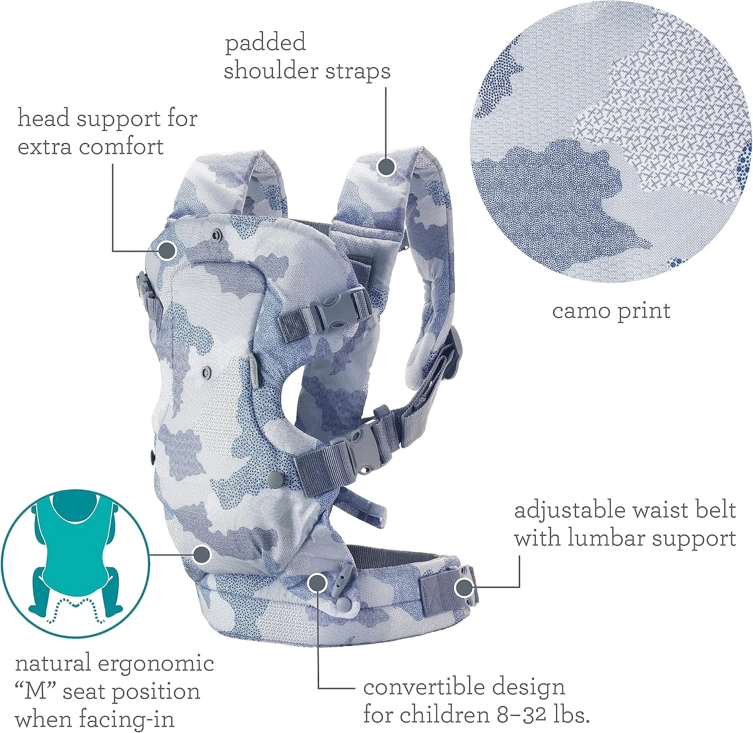 آغوشی نوزاد 4 در 1 اینفانتینو فلیپ ادونسد - ارگونومیک، قابل تبدیل، حمل رو به داخل و رو به بیرون در جلو و پشت برای نوزادان و کودکان بزرگتر 3.6 تا 14.5 کیلوگرم، طرح استتار آغوشی نوزاد 4 در 1 اینفانتینو فلیپ ادونسد - ارگونومیک، قابل تبدیل، حمل رو به داخل و رو به بیرون در جلو و پشت برای نوزادان و کودکان بزرگتر 3.6 تا 14.5 کیلوگرم، طرح استتار