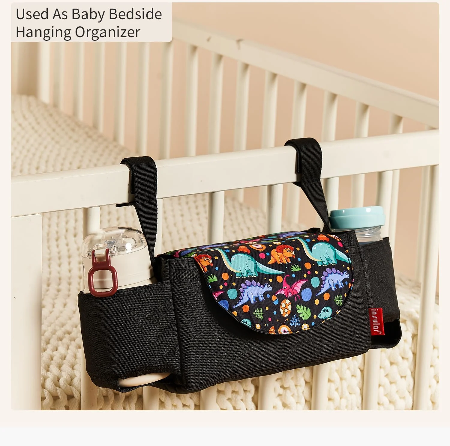 کیف لوازم کودک اینسولار، کیف چند منظوره لوازم جانبی کالسکه، طرح دایناسور کیف لوازم کودک اینسولار، کیف چند منظوره لوازم جانبی کالسکه، طرح دایناسور