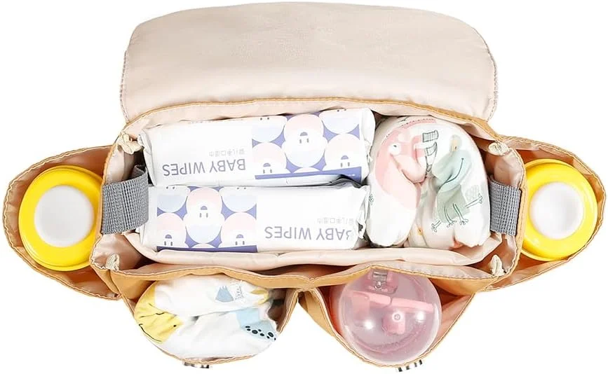کیف لوازم کودک Insular، کیف لوازم جانبی چند منظوره با فضای بزرگ، کیف نگهداری کودک با جا لیوانی، مشکی