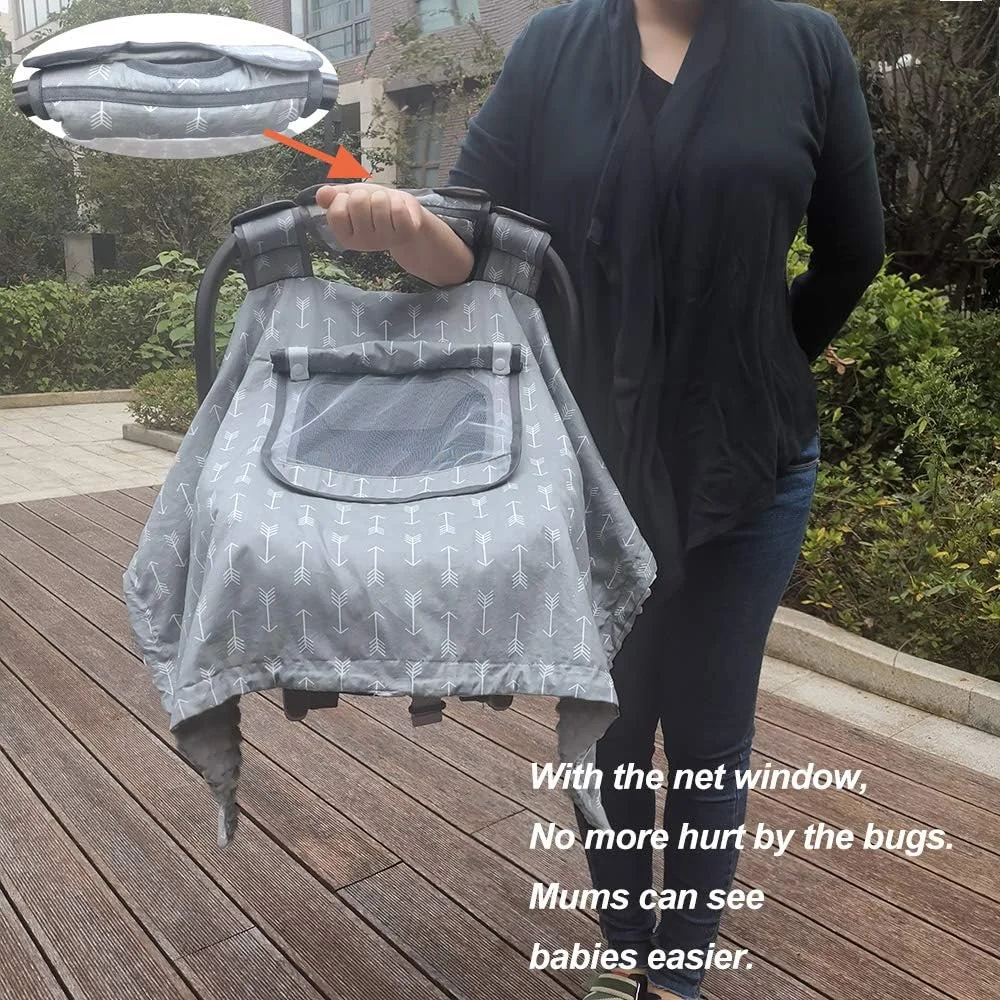 روکش صندلی ماشین کودک ایکوپوکا برای نوزادان دختر و پسر، سایبان صندلی ماشین برای کریر نوزاد، 2 لایه پنجره توری/پارچه ای، بدون لغزش روی دسته کریر، بالشتک دسته، پنبه و مینک خاکستری روکش صندلی ماشین کودک ایکوپوکا برای نوزادان دختر و پسر، سایبان صندلی ماشین برای کریر نوزاد، 2 لایه پنجره توری/پارچه ای، بدون لغزش روی دسته کریر، بالشتک دسته، پنبه و مینک خاکستری