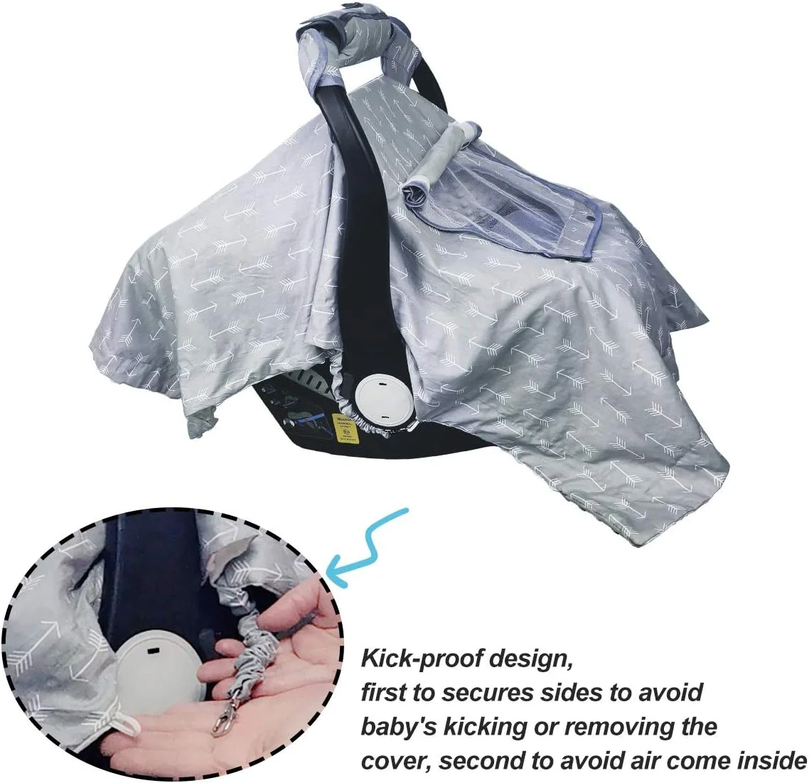 روکش صندلی ماشین کودک ایکوپوکا برای نوزادان دختر و پسر، سایبان صندلی ماشین برای کریر نوزاد، 2 لایه پنجره توری/پارچه ای، بدون لغزش روی دسته کریر، بالشتک دسته، پنبه و مینک خاکستری روکش صندلی ماشین کودک ایکوپوکا برای نوزادان دختر و پسر، سایبان صندلی ماشین برای کریر نوزاد، 2 لایه پنجره توری/پارچه ای، بدون لغزش روی دسته کریر، بالشتک دسته، پنبه و مینک خاکستری