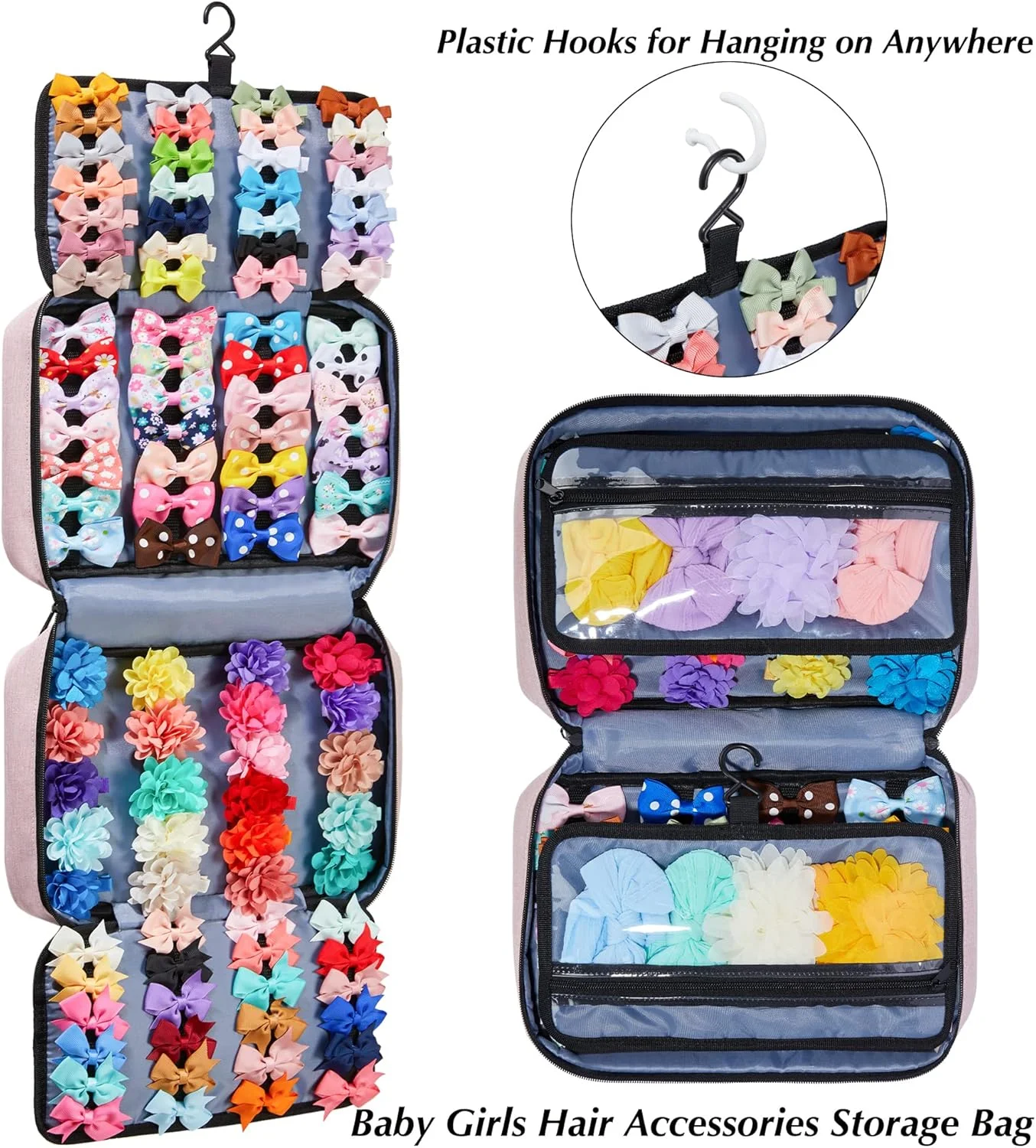 کیف لوازم جانبی مو HUHYNN برای دختران، کیف نگهداری لوازم جانبی مو، سازمان دهنده لوازم جانبی مو برای دختران با محفظه های متعدد، سازمان دهنده لوازم جانبی مو کودک برای مسافرت کیف لوازم جانبی مو HUHYNN برای دختران، کیف نگهداری لوازم جانبی مو، سازمان دهنده لوازم جانبی مو برای دختران با محفظه های متعدد، سازمان دهنده لوازم جانبی مو کودک برای مسافرت