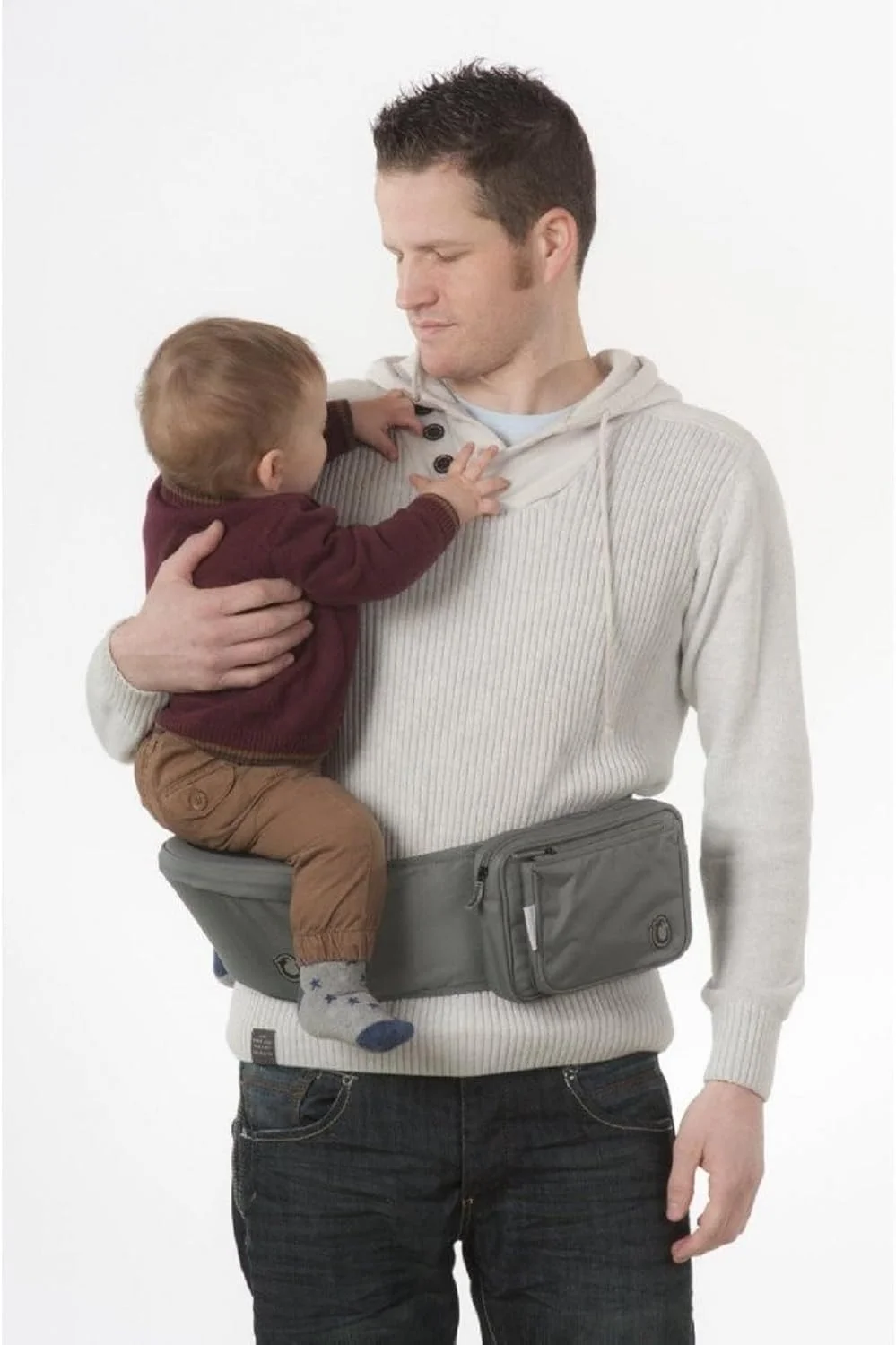 کیف لوازم جانبی هیپی چیک / کیف مسافرتی با 2 جیب، قابل استفاده با صندلی حمل کودک، جین خاکستری