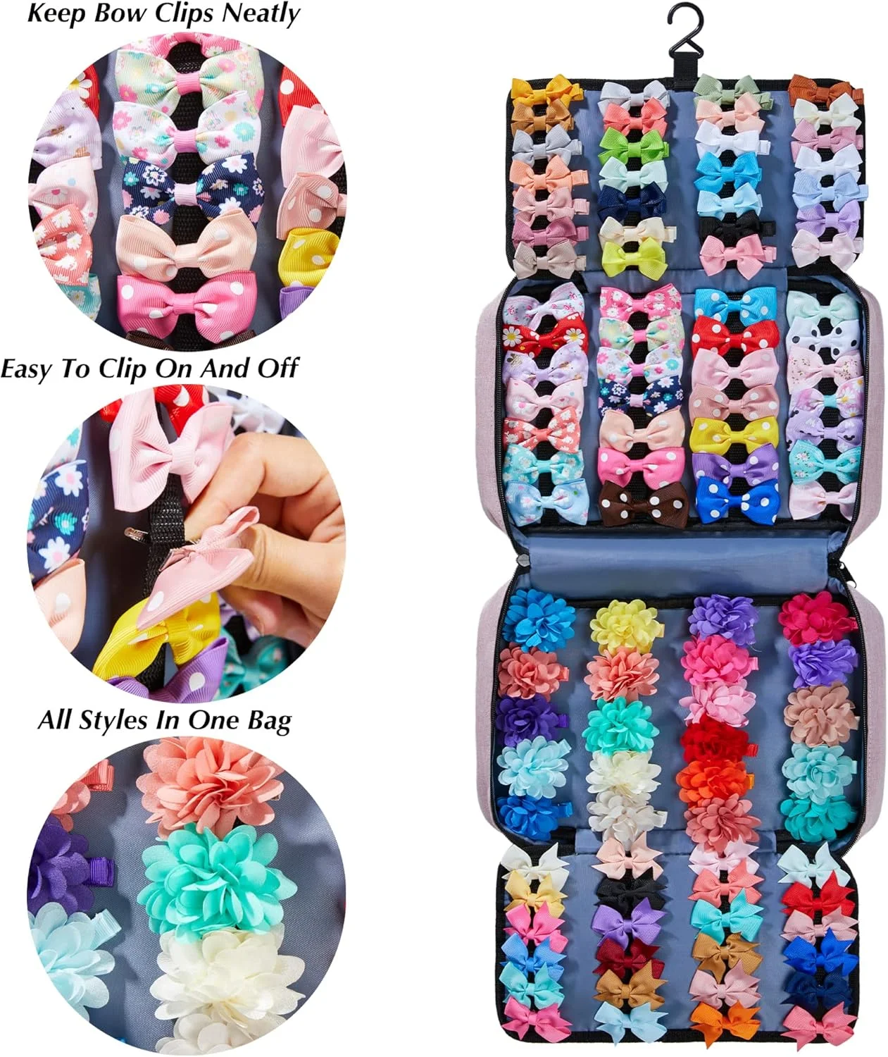 کیف لوازم جانبی مو HUHYNN برای دختران، کیف نگهداری لوازم جانبی مو، سازمان دهنده لوازم جانبی مو برای دختران با محفظه های متعدد، سازمان دهنده لوازم جانبی مو کودک برای مسافرت کیف لوازم جانبی مو HUHYNN برای دختران، کیف نگهداری لوازم جانبی مو، سازمان دهنده لوازم جانبی مو برای دختران با محفظه های متعدد، سازمان دهنده لوازم جانبی مو کودک برای مسافرت