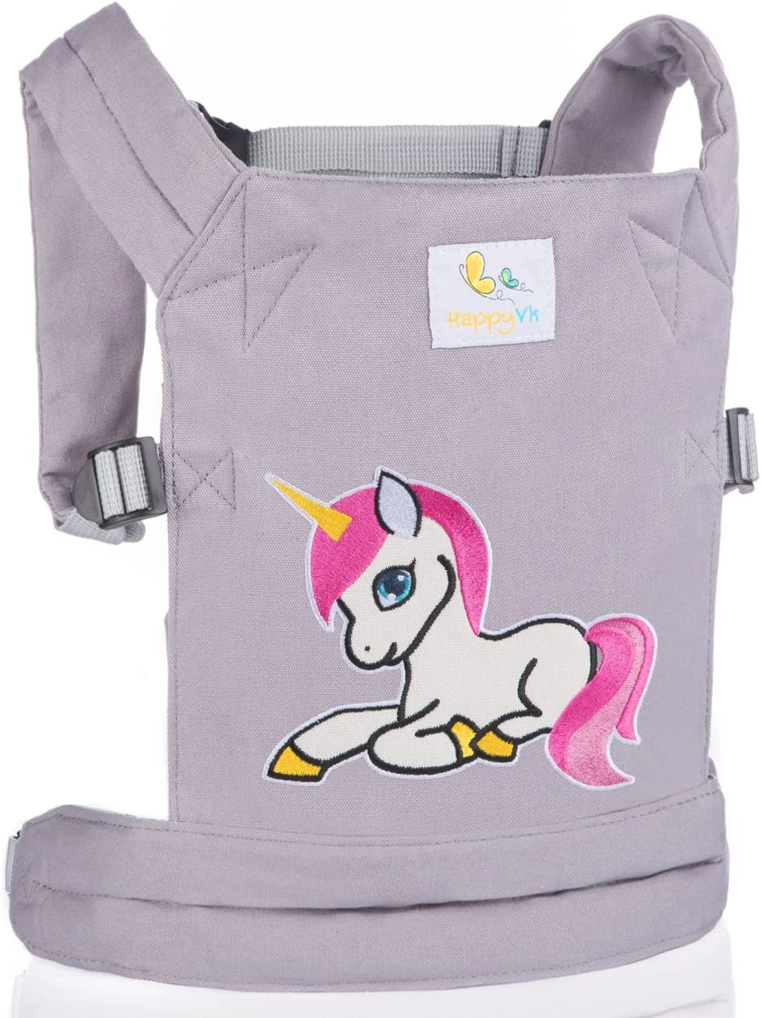 HappyVk- Baby Doll Carrier for Kids- with Cute Unicorn Embroidery. Fits Dolls or Stuffed Animals up to 24 inches, Front and Back (as Backpack Carrier) HappyVk- Baby Doll Carrier for Kids- with Cute Unicorn Embroidery. Fits Dolls or Stuffed Animals up to 24 inches, Front and Back (as Backpack Carrier)