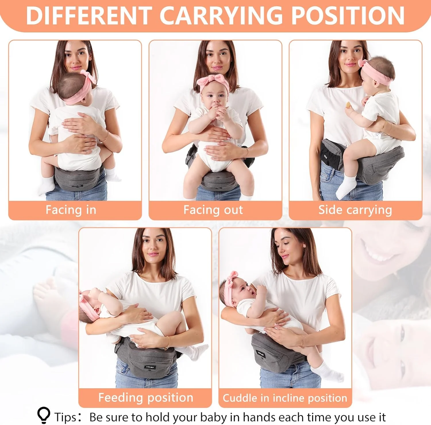 آغوشی نوزاد HKAI با نشیمنگاه، کمربند قابل تنظیم و توری تنفسی، آغوشی ارگونومیک با سطح نشیمنگاه ضد لغزش برای نوزادان و کودکان نوپا، (خاکستری) آغوشی نوزاد HKAI با نشیمنگاه، کمربند قابل تنظیم و توری تنفسی، آغوشی ارگونومیک با سطح نشیمنگاه ضد لغزش برای نوزادان و کودکان نوپا، (خاکستری)