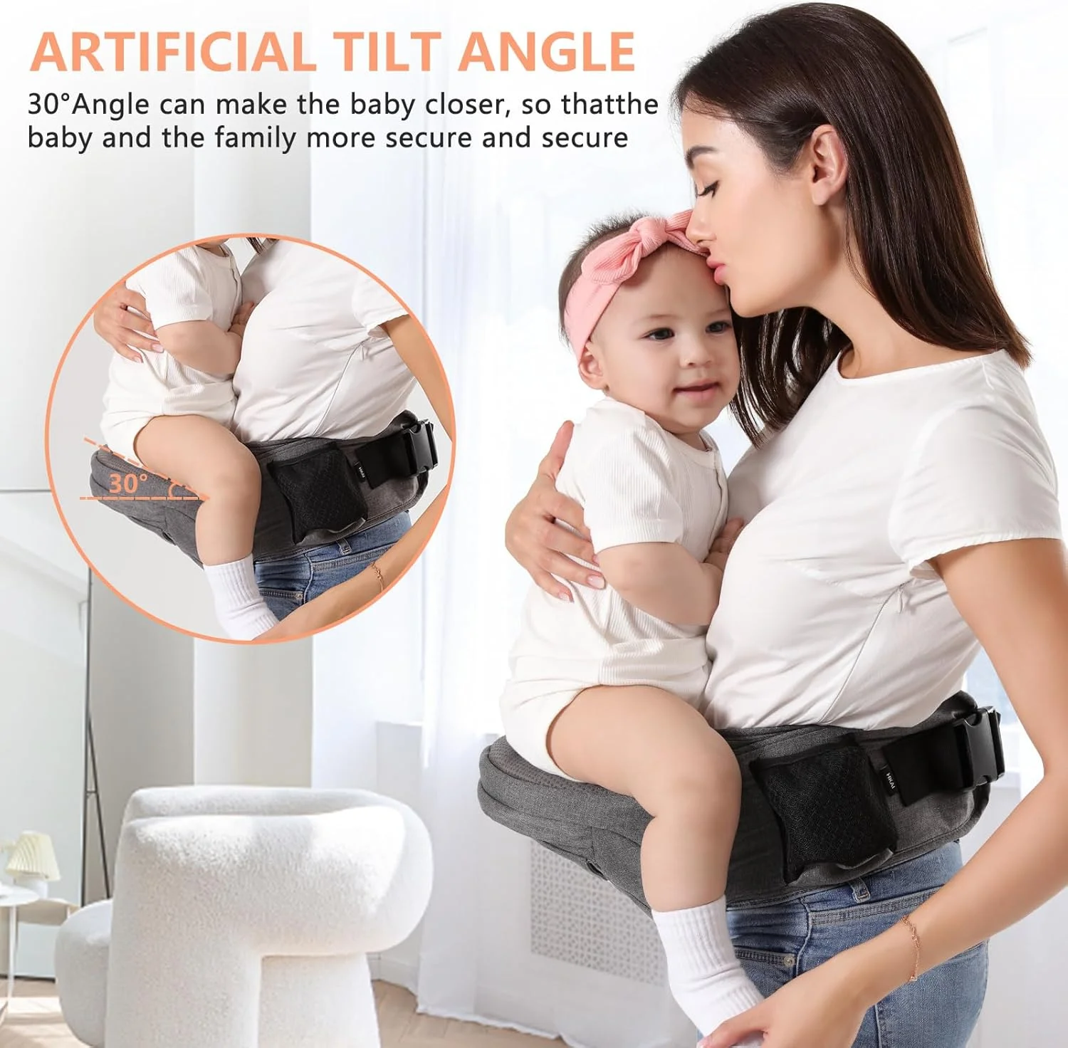 آغوشی نوزاد HKAI با نشیمنگاه، کمربند قابل تنظیم و توری تنفسی، آغوشی ارگونومیک با سطح نشیمنگاه ضد لغزش برای نوزادان و کودکان نوپا، (خاکستری) آغوشی نوزاد HKAI با نشیمنگاه، کمربند قابل تنظیم و توری تنفسی، آغوشی ارگونومیک با سطح نشیمنگاه ضد لغزش برای نوزادان و کودکان نوپا، (خاکستری)