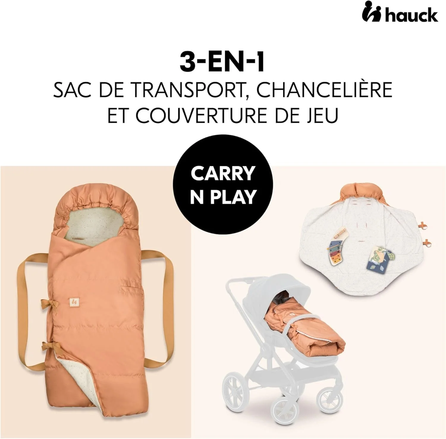 hauck Carry N Play, Dots Cork/Cotton - 3-in-1 Baby Carry Bag, Footmuff & Play Mat - 85 x 40 x 13 cm - Pram Accessories from Birth to 9 kg - Portable & Secure Fixable hauck Carry N Play, Dots Cork/Cotton - 3-in-1 Baby Carry Bag, Footmuff & Play Mat - 85 x 40 x 13 cm - Pram Accessories from Birth to 9 kg - Portable & Secure Fixable