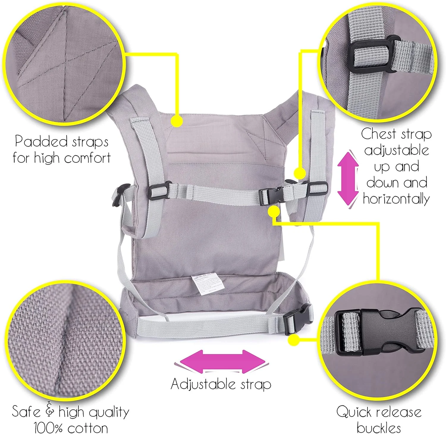 HappyVk- Baby Doll Carrier for Kids- with Cute Unicorn Embroidery. Fits Dolls or Stuffed Animals up to 24 inches, Front and Back (as Backpack Carrier) HappyVk- Baby Doll Carrier for Kids- with Cute Unicorn Embroidery. Fits Dolls or Stuffed Animals up to 24 inches, Front and Back (as Backpack Carrier)