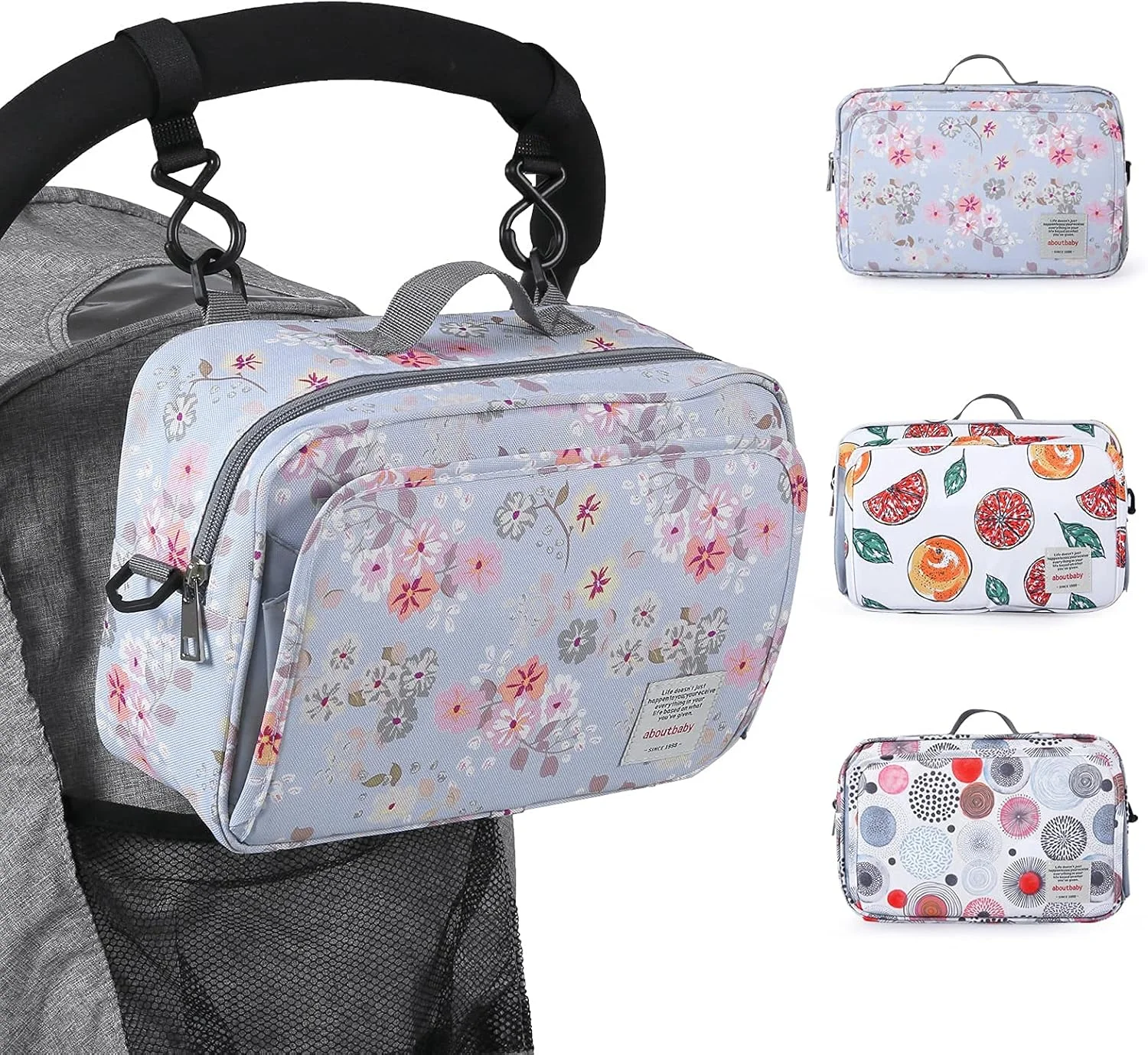 کیف ارگانایزر لوازم کودک گوقوسو با جیب عایق، مناسب برای اکثر کالسکه ها، فضای کافی برای پوشک، دستمال مرطوب و اسباب بازی، طرح گل کیف ارگانایزر لوازم کودک گوقوسو با جیب عایق، مناسب برای اکثر کالسکه ها، فضای کافی برای پوشک، دستمال مرطوب و اسباب بازی، طرح گل