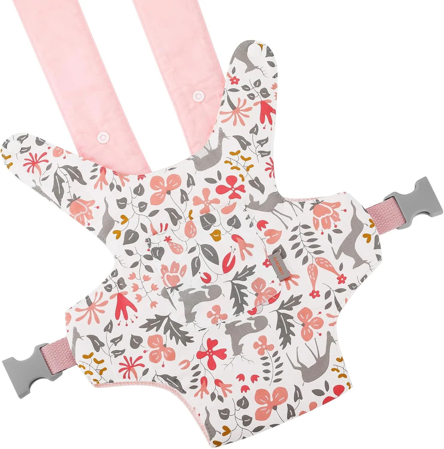 حامل عروسک کودک GAGAKU، قابل استفاده در جلو و پشت، بندهای ضربدری شانه برای حمل اسباب بازی های پولیشی دخترانه، دارای بست دکمه ای - طرح گوزن صورتی حامل عروسک کودک GAGAKU، قابل استفاده در جلو و پشت، بندهای ضربدری شانه برای حمل اسباب بازی های پولیشی دخترانه، دارای بست دکمه ای - طرح گوزن صورتی