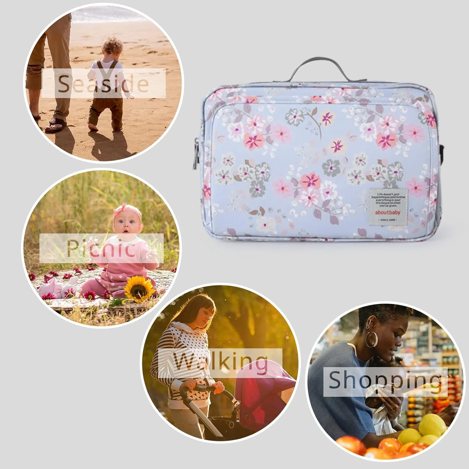 کیف ارگانایزر لوازم کودک گوقوسو با جیب عایق، مناسب برای اکثر کالسکه ها، فضای کافی برای پوشک، دستمال مرطوب و اسباب بازی، طرح گل کیف ارگانایزر لوازم کودک گوقوسو با جیب عایق، مناسب برای اکثر کالسکه ها، فضای کافی برای پوشک، دستمال مرطوب و اسباب بازی، طرح گل