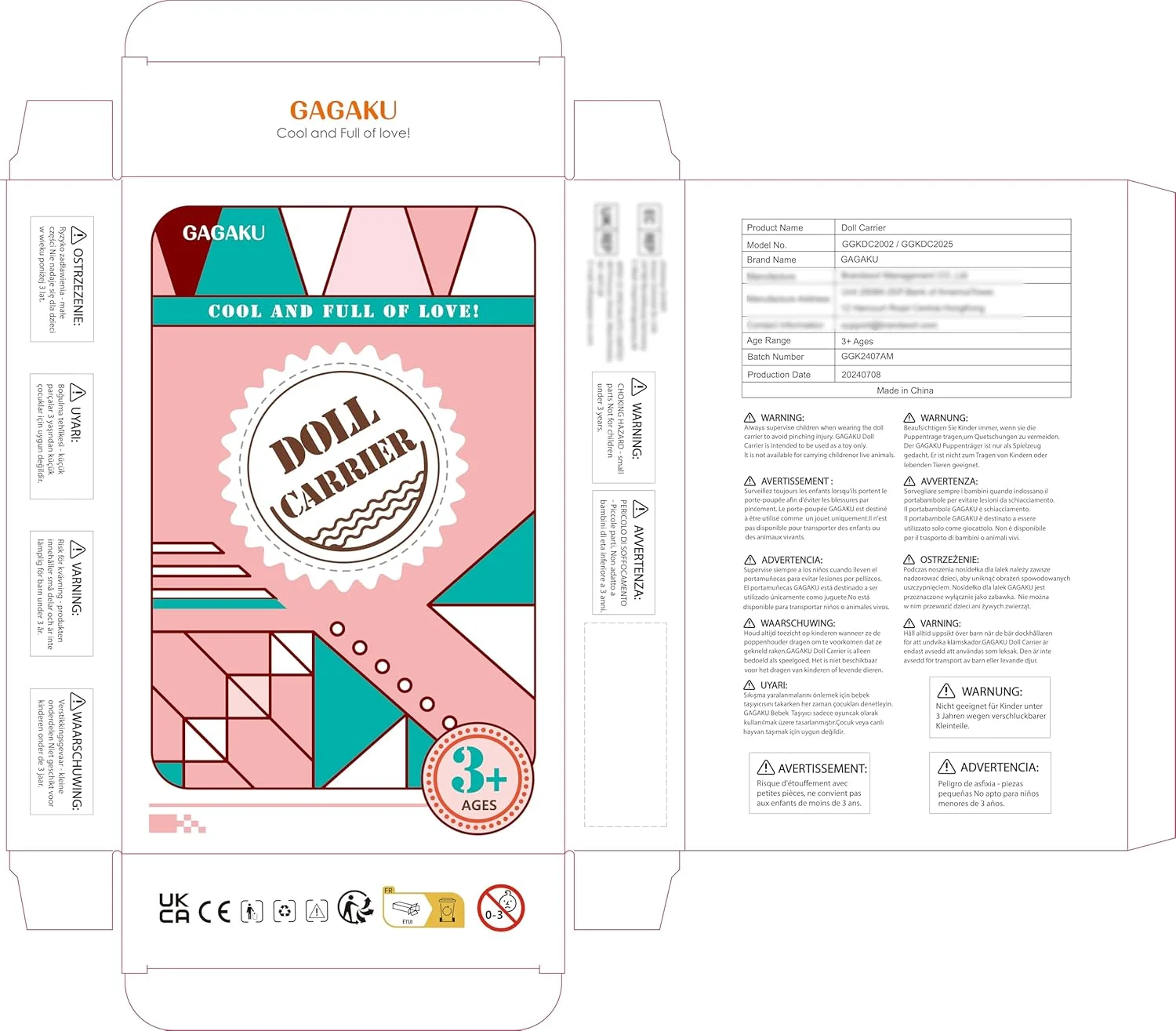 GAGAKU Doll Carrier Doll Accessories - Rose GAGAKU Doll Carrier Doll Accessories - Rose