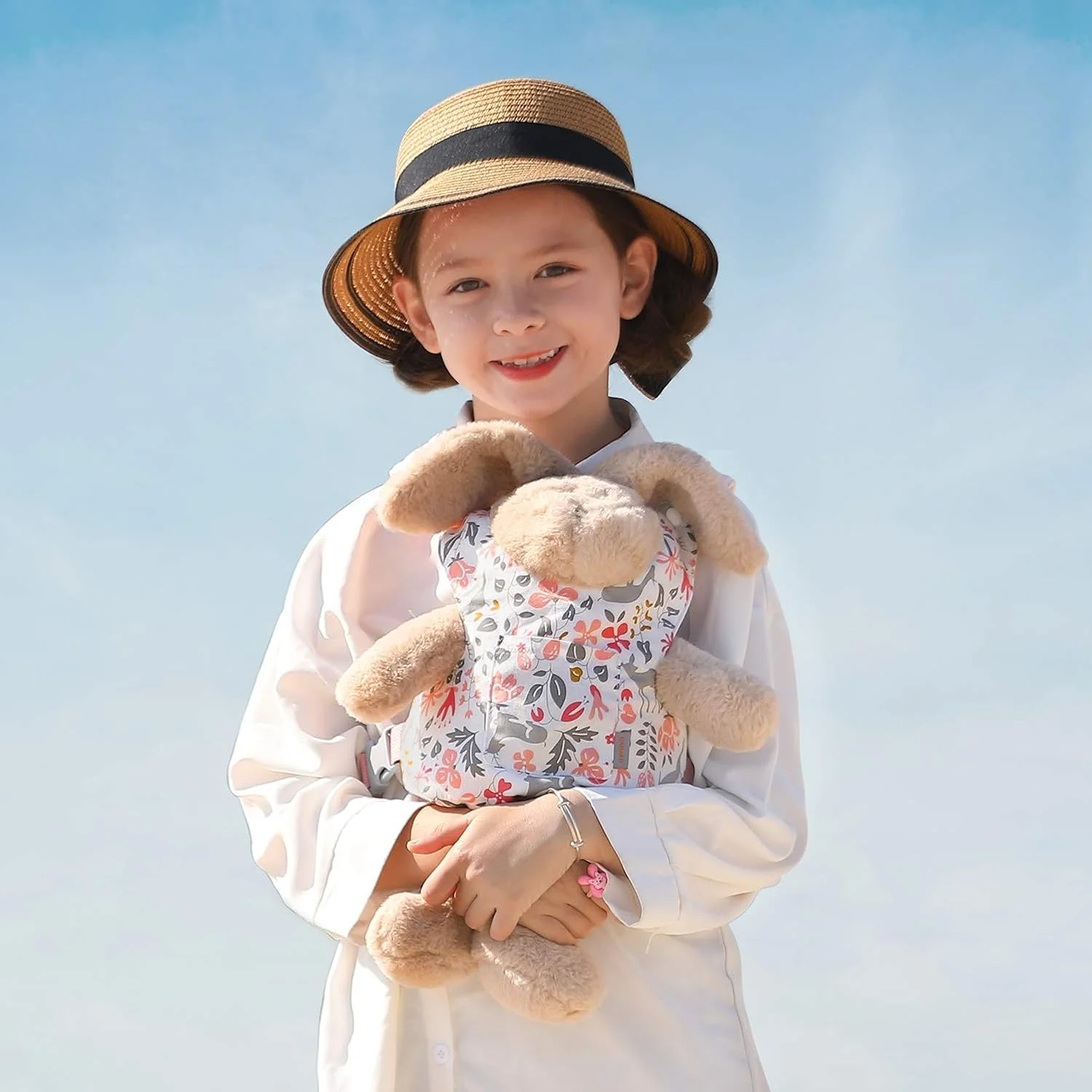 حامل عروسک کودک GAGAKU، قابل استفاده در جلو و پشت، بندهای ضربدری شانه برای حمل اسباب بازی های پولیشی دخترانه، دارای بست دکمه ای - طرح گوزن صورتی حامل عروسک کودک GAGAKU، قابل استفاده در جلو و پشت، بندهای ضربدری شانه برای حمل اسباب بازی های پولیشی دخترانه، دارای بست دکمه ای - طرح گوزن صورتی