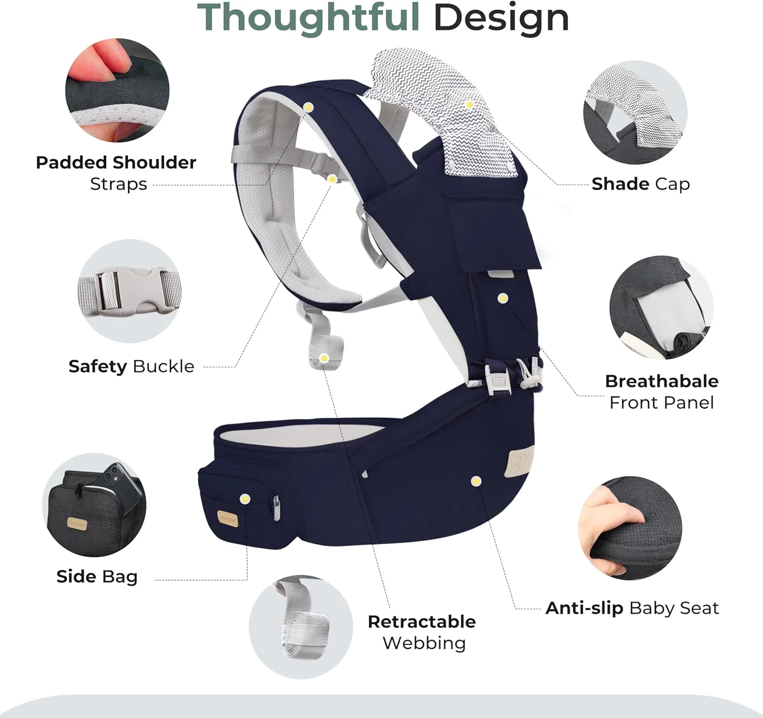 آغوشی نوزاد FRUITEAM، آغوشی 6 در 1 نوزاد با صندلی کمری، آغوشی نوزاد با نشیمنگاه ران برای شیردهی، سایز همه کاره - مناسب برای نوزاد تازه متولد شده، کودک نوپا (سرمه ای) آغوشی نوزاد FRUITEAM، آغوشی 6 در 1 نوزاد با صندلی کمری، آغوشی نوزاد با نشیمنگاه ران برای شیردهی، سایز همه کاره - مناسب برای نوزاد تازه متولد شده، کودک نوپا (سرمه ای)