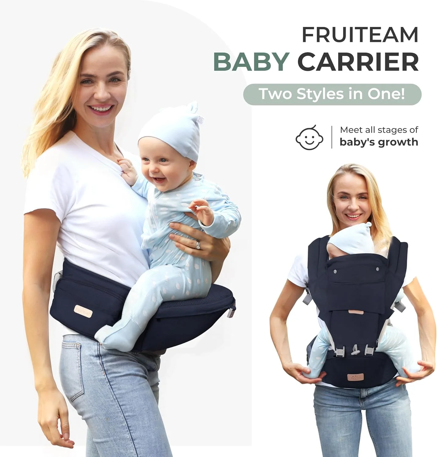 آغوشی نوزاد FRUITEAM، آغوشی 6 در 1 نوزاد با صندلی کمری، آغوشی نوزاد با نشیمنگاه ران برای شیردهی، سایز همه کاره - مناسب برای نوزاد تازه متولد شده، کودک نوپا (سرمه ای) آغوشی نوزاد FRUITEAM، آغوشی 6 در 1 نوزاد با صندلی کمری، آغوشی نوزاد با نشیمنگاه ران برای شیردهی، سایز همه کاره - مناسب برای نوزاد تازه متولد شده، کودک نوپا (سرمه ای)