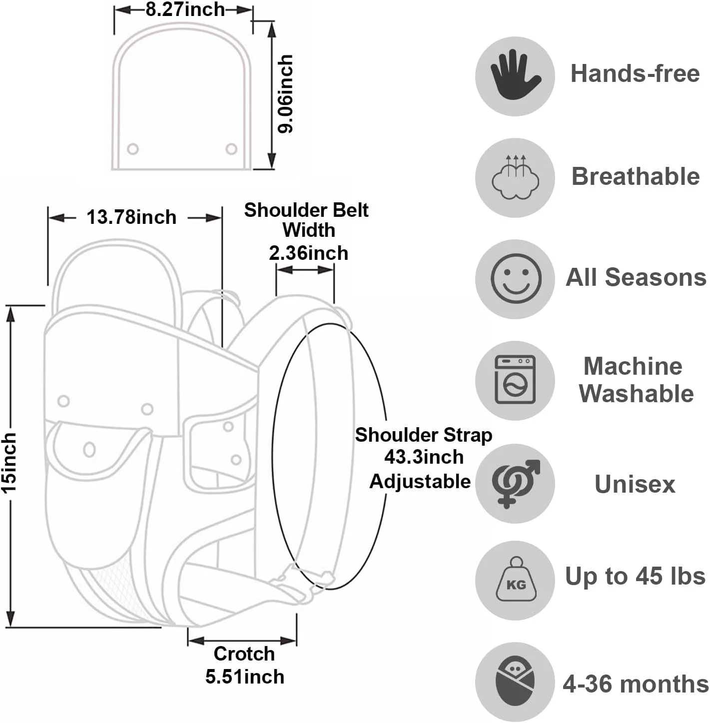 آغوشی نوزاد 4 در 1 مناسب نوزاد تا نوپا، آغوشی نوزاد قابل تنظیم ارگونومیک، نگهدارنده قابل حمل، کوله پشتی کانورتیبل جلو و پشت برای نوزادان و کودکان 3.6 تا 20 کیلوگرم (خاکستری نقره ای) آغوشی نوزاد 4 در 1 مناسب نوزاد تا نوپا، آغوشی نوزاد قابل تنظیم ارگونومیک، نگهدارنده قابل حمل، کوله پشتی کانورتیبل جلو و پشت برای نوزادان و کودکان 3.6 تا 20 کیلوگرم (خاکستری نقره ای)