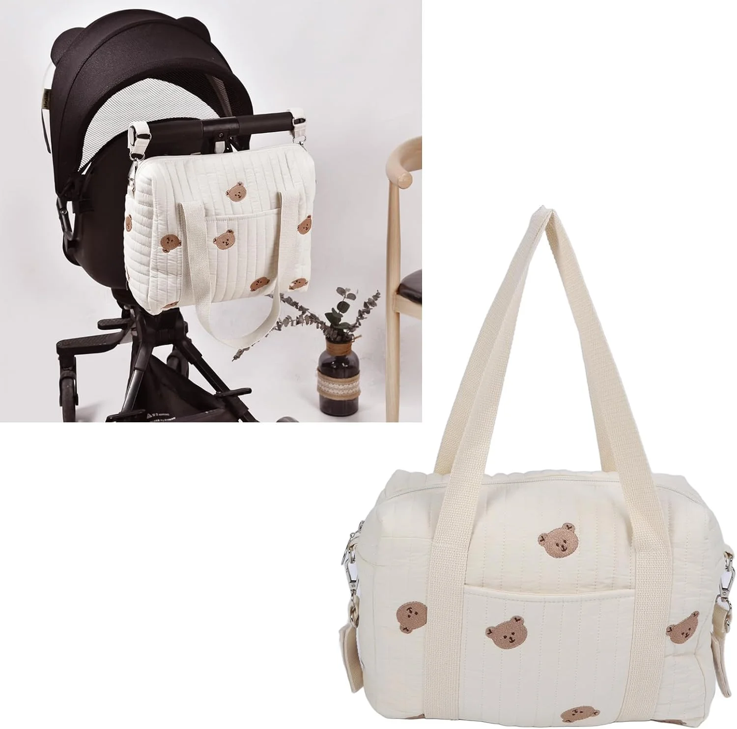 کیف لوازم کودک فوکت، کیف بزرگ و جادار لوازم کودک با زیپ، کیف گلدوزی مادر، کیف لوازم جانبی کالسکه برای پوشک، تلفن، کلید، اسباب بازی، لوازم نوزاد (طرح خرس) کیف لوازم کودک فوکت، کیف بزرگ و جادار لوازم کودک با زیپ، کیف گلدوزی مادر، کیف لوازم جانبی کالسکه برای پوشک، تلفن، کلید، اسباب بازی، لوازم نوزاد (طرح خرس)