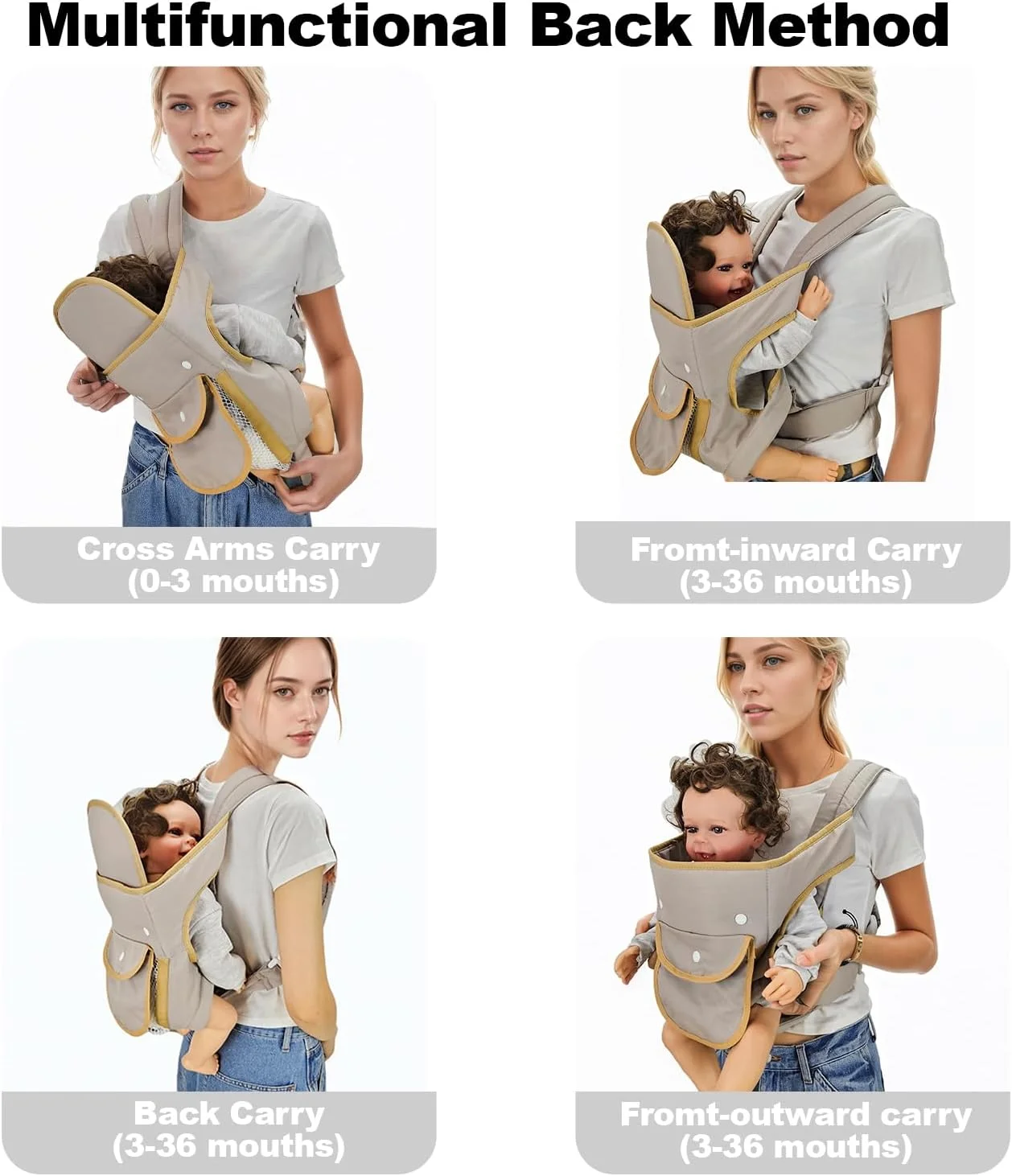 آغوشی نوزاد 4 در 1 مناسب نوزاد تا نوپا، آغوشی نوزاد قابل تنظیم ارگونومیک، نگهدارنده قابل حمل، کوله پشتی کانورتیبل جلو و پشت برای نوزادان و کودکان 3.6 تا 20 کیلوگرم (خاکستری نقره ای) آغوشی نوزاد 4 در 1 مناسب نوزاد تا نوپا، آغوشی نوزاد قابل تنظیم ارگونومیک، نگهدارنده قابل حمل، کوله پشتی کانورتیبل جلو و پشت برای نوزادان و کودکان 3.6 تا 20 کیلوگرم (خاکستری نقره ای)
