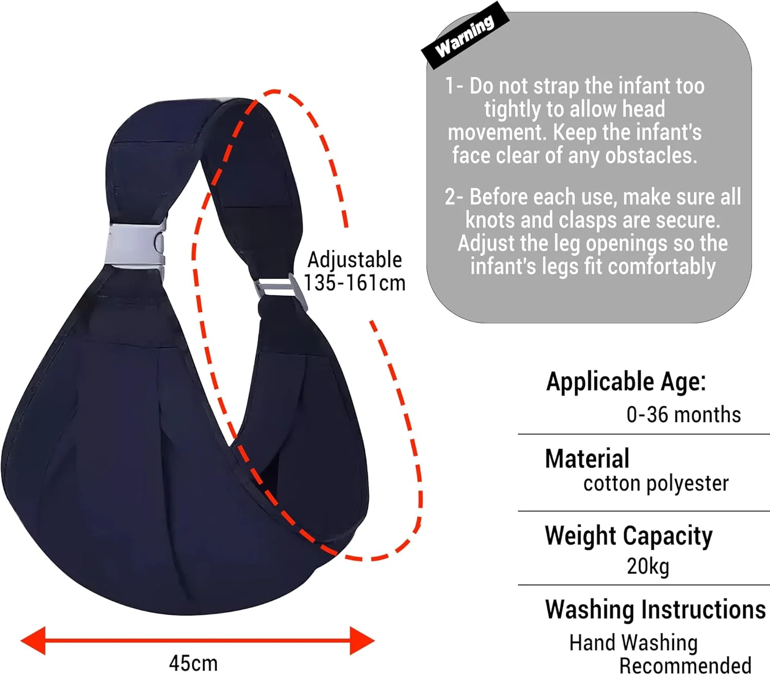 آغوشی نوزاد FATASH | پارچه نخی نرم و تنفسی، مناسب نوزادان و کودکان نوپا | صندلی کمری راحت برای سفر آسان، بند شانه ای قابل حمل و سبک وزن برای 0 تا 36 ماه - آبی آغوشی نوزاد FATASH | پارچه نخی نرم و تنفسی، مناسب نوزادان و کودکان نوپا | صندلی کمری راحت برای سفر آسان، بند شانه ای قابل حمل و سبک وزن برای 0 تا 36 ماه - آبی