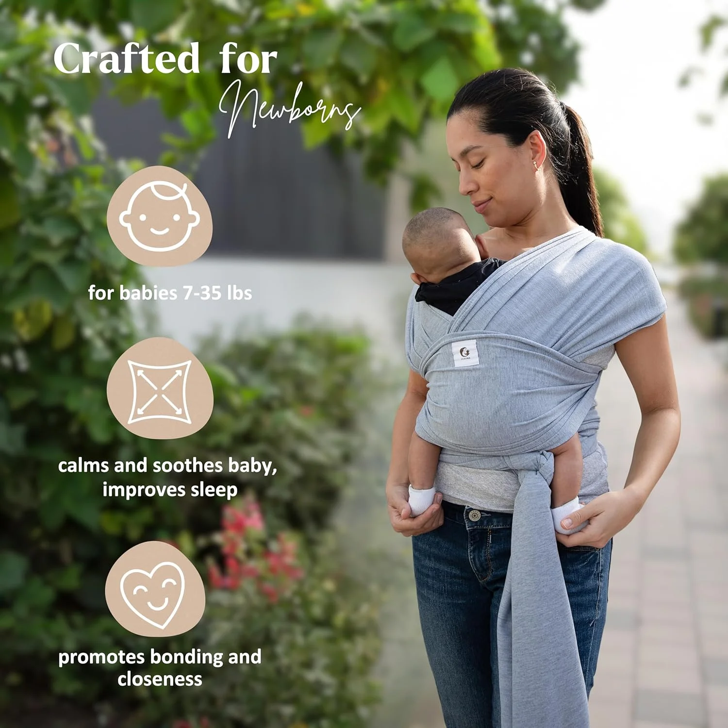 آغوشی نوزاد الدوما - سبک وزن، پارچه قابل تنفس، آغوشی بچه، آغوشی بدون دست، آغوشی نوزاد برای نوزاد تازه متولد شده، نوزاد، آغوشی نوزاد (خاکستری کلاسیک)