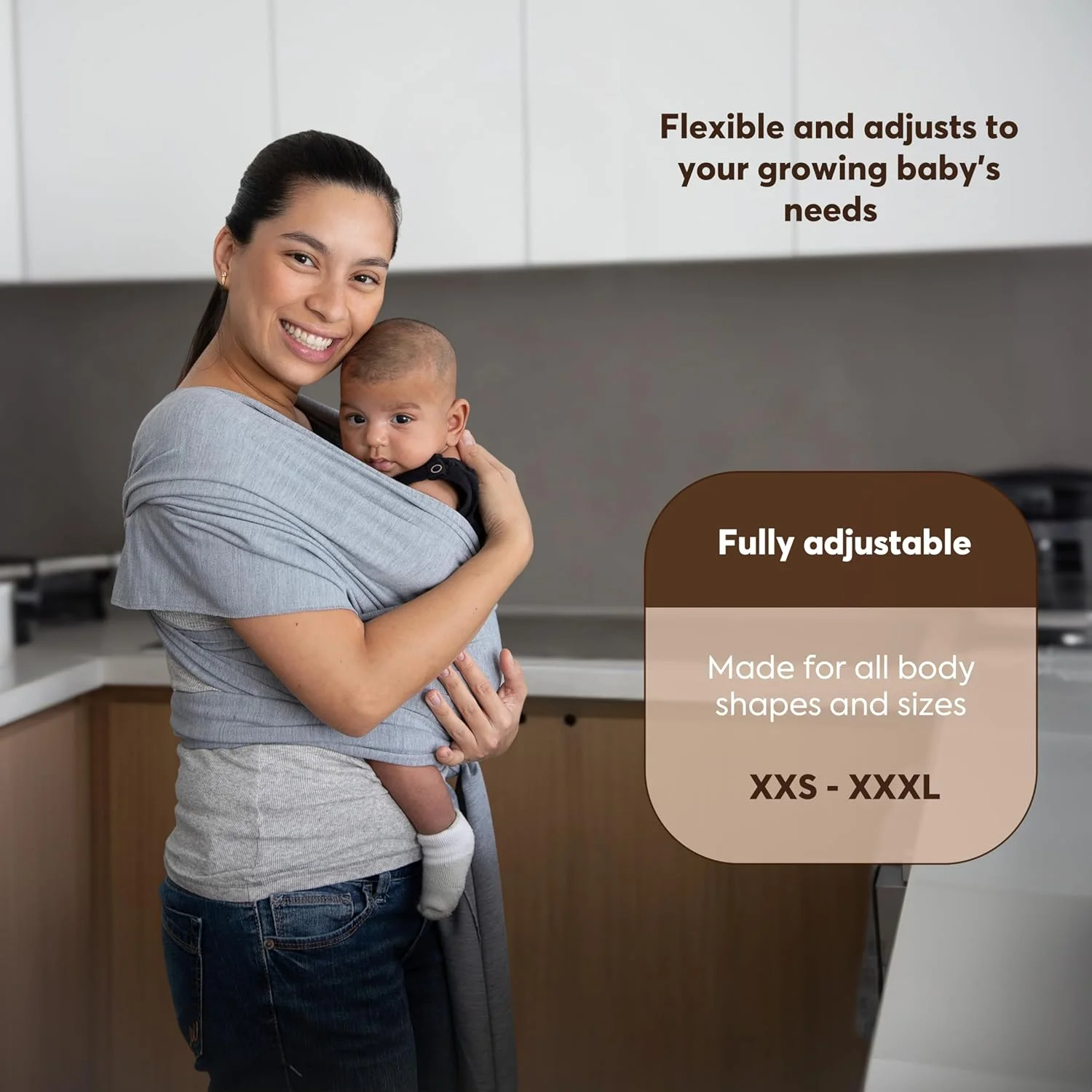 آغوشی نوزاد الدوما - سبک وزن، پارچه قابل تنفس، آغوشی بچه، آغوشی بدون دست، آغوشی نوزاد برای نوزاد تازه متولد شده، نوزاد، آغوشی نوزاد (خاکستری کلاسیک)