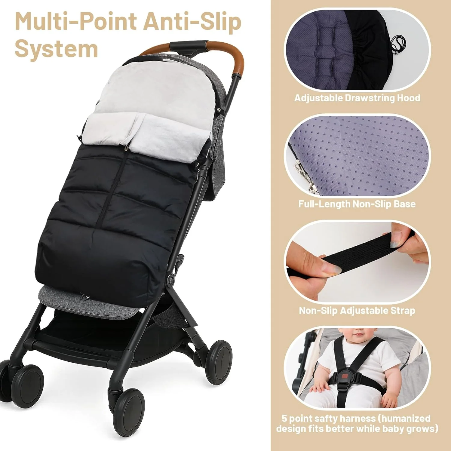 کیسه خواب کالسکه کودک KAKIBLIN، کاور پای کودک برای کالسکه، کیسه خواب یونیورسال سازگار با اکثر کالسکه ها، ضد آب، گرم نگه دارنده در پیاده روی های زمستانی برای نوزاد تا کودک نوپا (90x46 سانتی متر) کیسه خواب کالسکه کودک KAKIBLIN، کاور پای کودک برای کالسکه، کیسه خواب یونیورسال سازگار با اکثر کالسکه ها، ضد آب، گرم نگه دارنده در پیاده روی های زمستانی برای نوزاد تا کودک نوپا (90x46 سانتی متر)