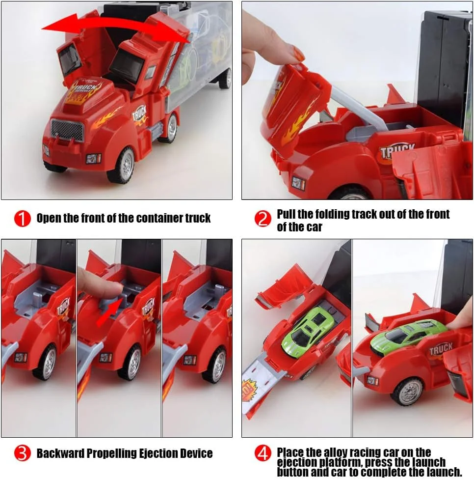 اسباب بازی کامیون حمل ماشین DobuyMall برای پسران و دختران 3 تا 10 ساله - کامیون حمل کننده شامل 6 ماشین اسباب بازی و لوازم جانبی - هدیه ایده آل برای کودکان اسباب بازی کامیون حمل ماشین DobuyMall برای پسران و دختران 3 تا 10 ساله - کامیون حمل کننده شامل 6 ماشین اسباب بازی و لوازم جانبی - هدیه ایده آل برای کودکان