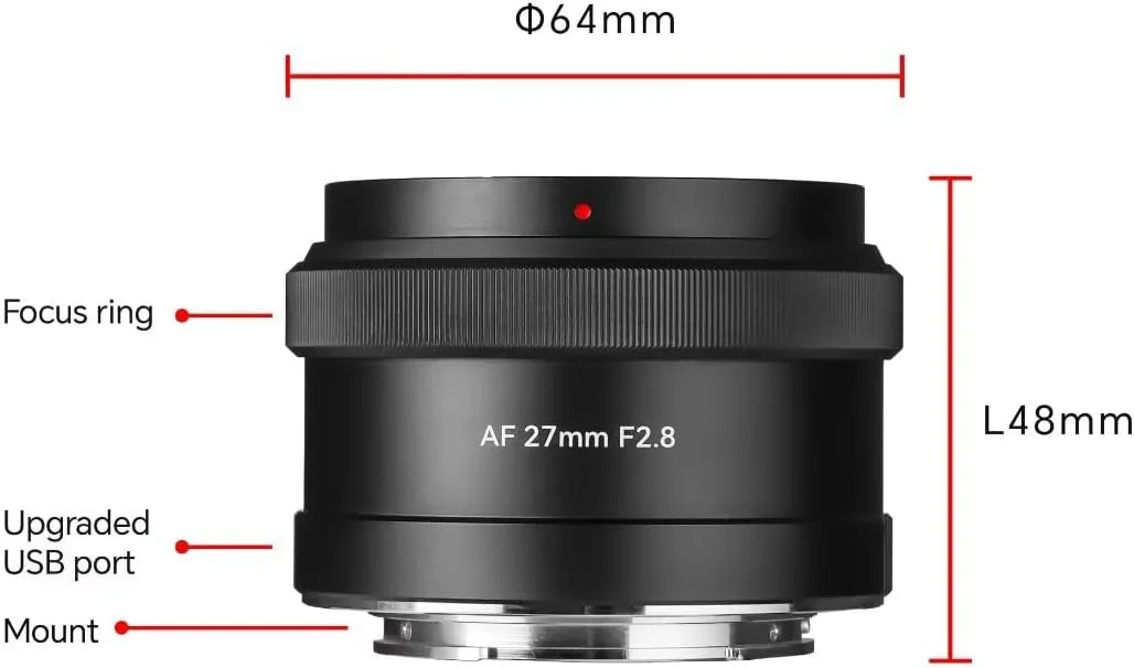لنز دوربین 7artisans 27mm F2.8 با فوکوس خودکار برای فوجی X Mount، APS-C، دیافراگم بزرگ، پرایم، لنزهای دوربین STM AF برای سری های Fuji X-H,X-T,X-S,X-PRO,X-E,X-A، X-H1,X-H2,X-H2S,X-T5,X-T4,X-T3,X-T50,X-T30