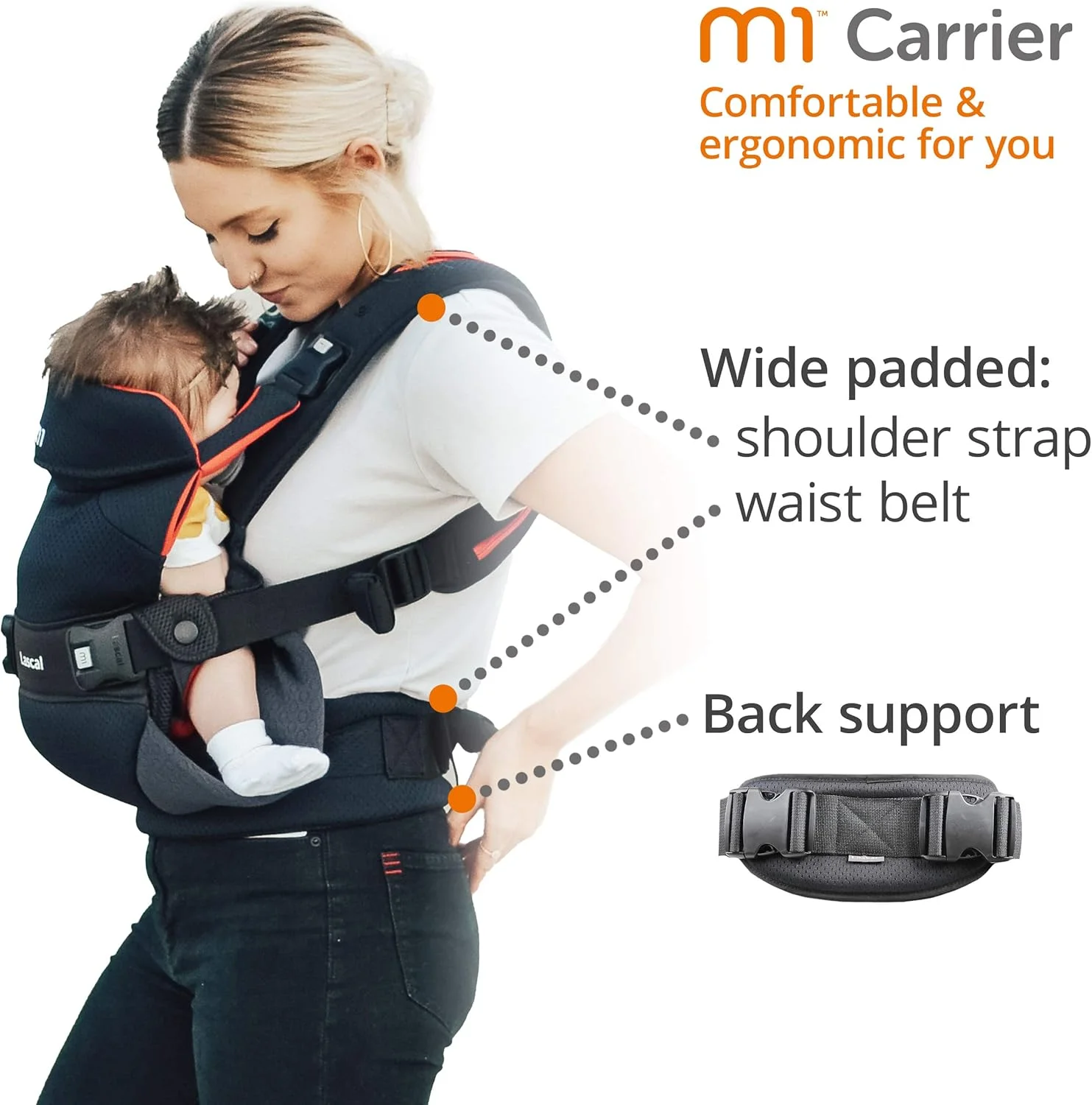 Lascal m1 Carrier, Ergonomic Baby Carrier for Easy Transport, Newborn Baby Carrier Also for Infants (3.5 kg – 15 kg), Baby Accessory with Infant M Seat, Black/Red Lascal m1 Carrier, Ergonomic Baby Carrier for Easy Transport, Newborn Baby Carrier Also for Infants (3.5 kg – 15 kg), Baby Accessory with Infant M Seat, Black/Red