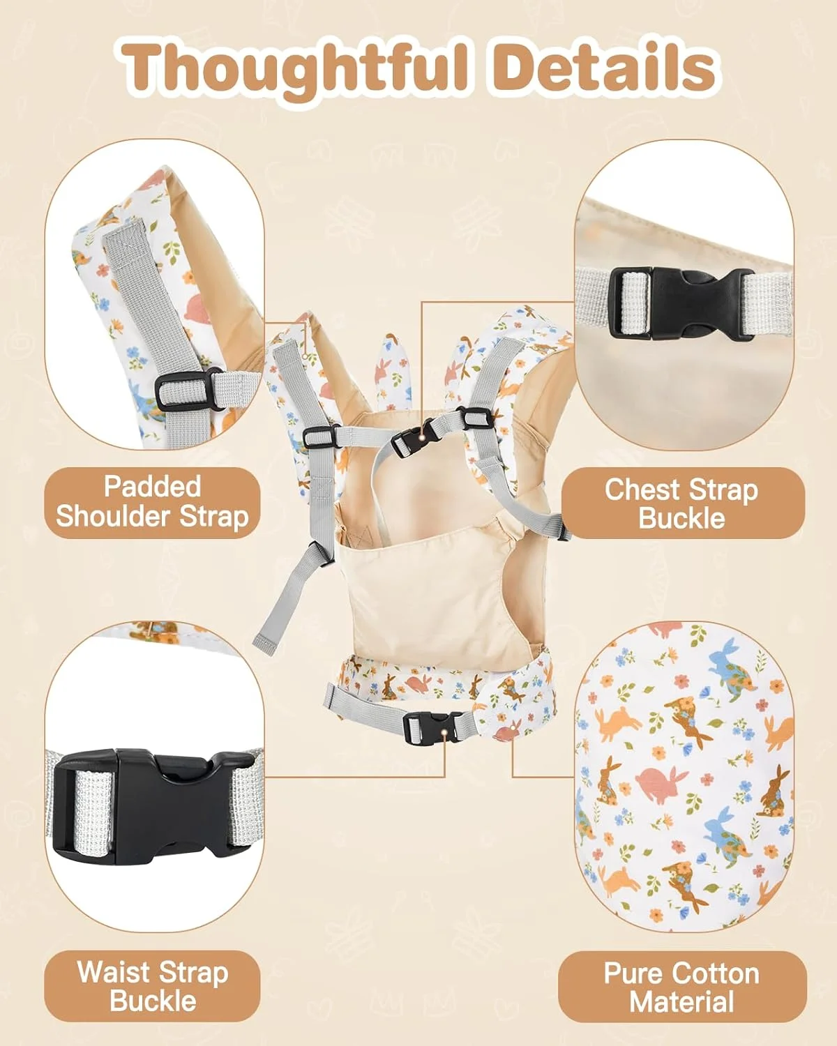 Lictin Baby Doll Carrier, Front and Back Doll Accessories Carrier for Little Girls, with Adjustable Straps for Stuffed Animal Reborn Baby Doll Lictin Baby Doll Carrier, Front and Back Doll Accessories Carrier for Little Girls, with Adjustable Straps for Stuffed Animal Reborn Baby Doll