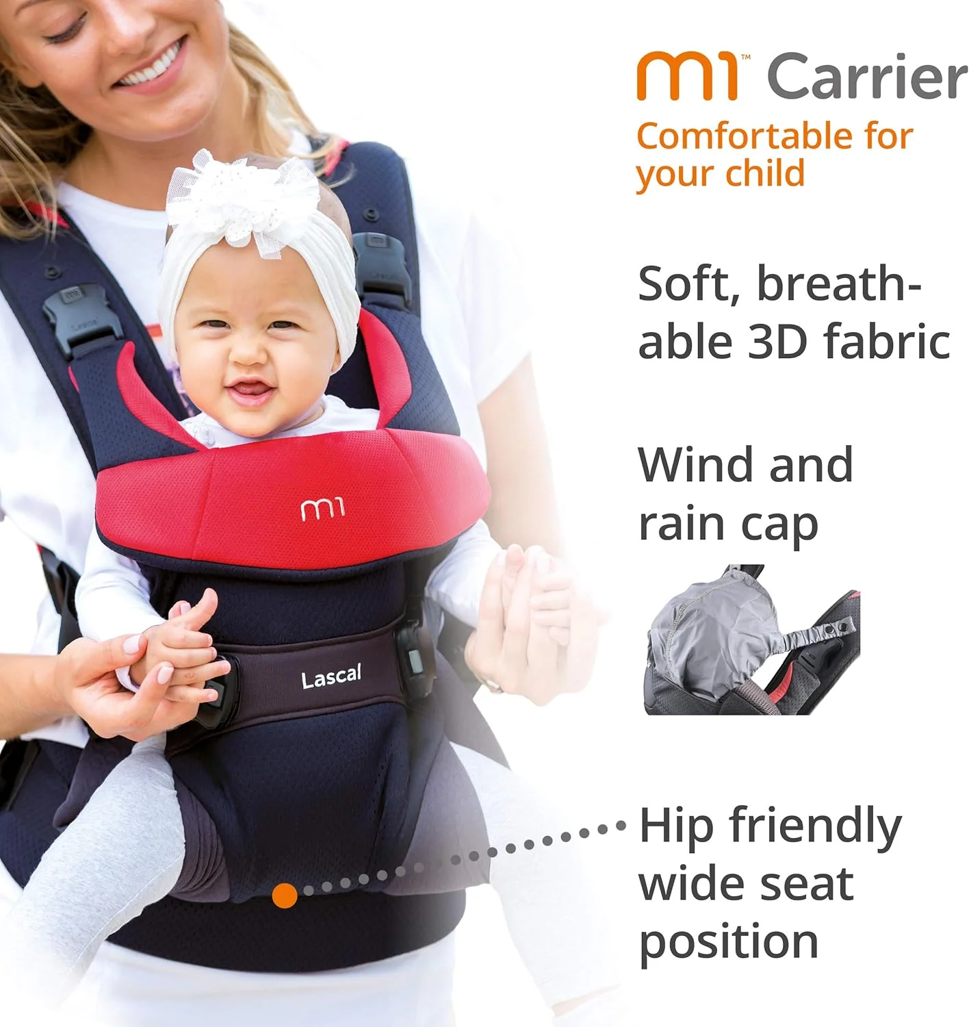 Lascal m1 Carrier, Ergonomic Baby Carrier for Easy Transport, Newborn Baby Carrier Also for Infants (3.5 kg – 15 kg), Baby Accessory with Infant M Seat, Black/Red Lascal m1 Carrier, Ergonomic Baby Carrier for Easy Transport, Newborn Baby Carrier Also for Infants (3.5 kg – 15 kg), Baby Accessory with Infant M Seat, Black/Red