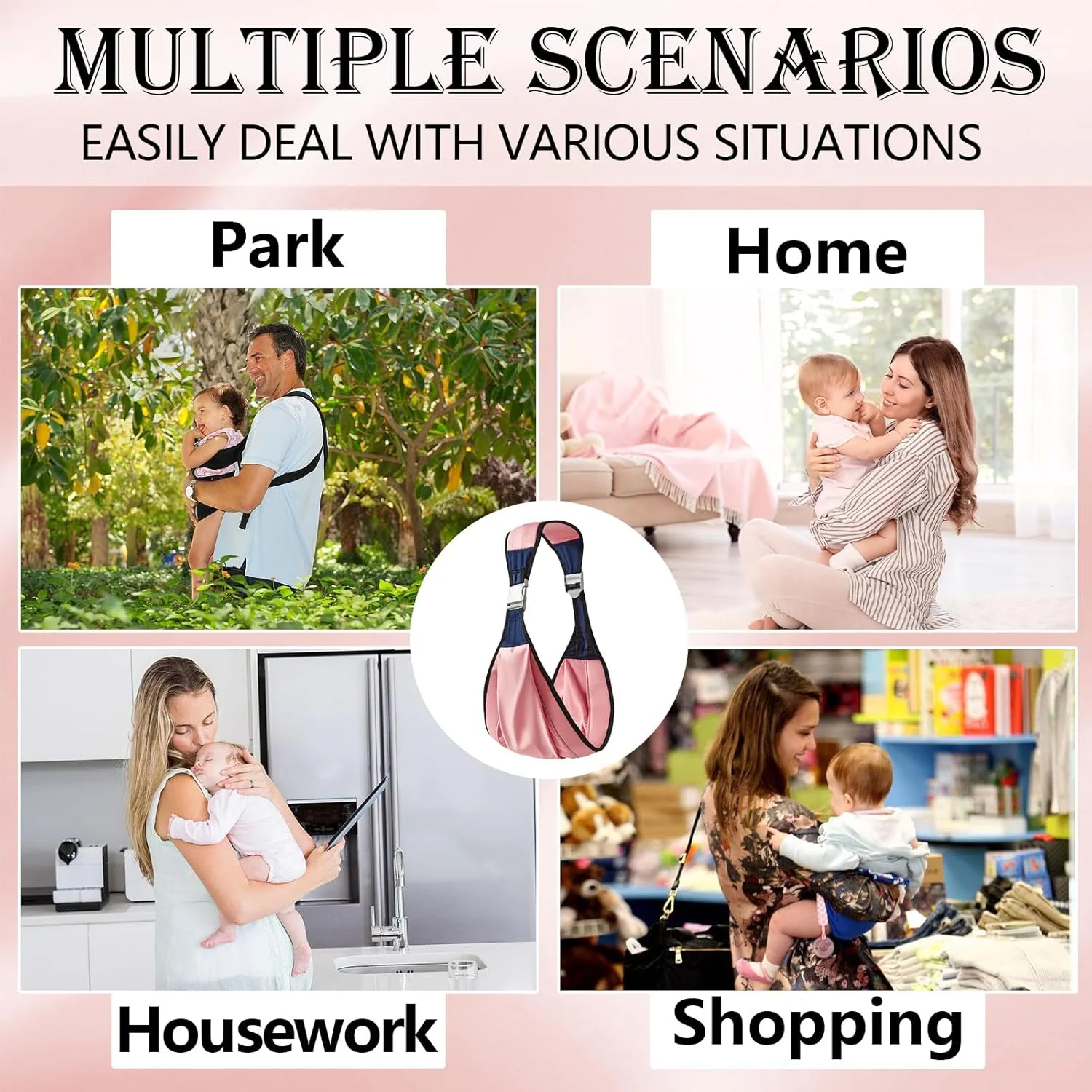 LHLZNB Breathable Baby Sling, Portable Adjustable Baby Carrier, Non-Slip Toddler Carrier,Baby Carrier Wrap, Quick Dry, Thick Shoulder Straps,Baby Hip Sling Carrier for Outdoor Use (Pink) LHLZNB Breathable Baby Sling, Portable Adjustable Baby Carrier, Non-Slip Toddler Carrier,Baby Carrier Wrap, Quick Dry, Thick Shoulder Straps,Baby Hip Sling Carrier for Outdoor Use (Pink)