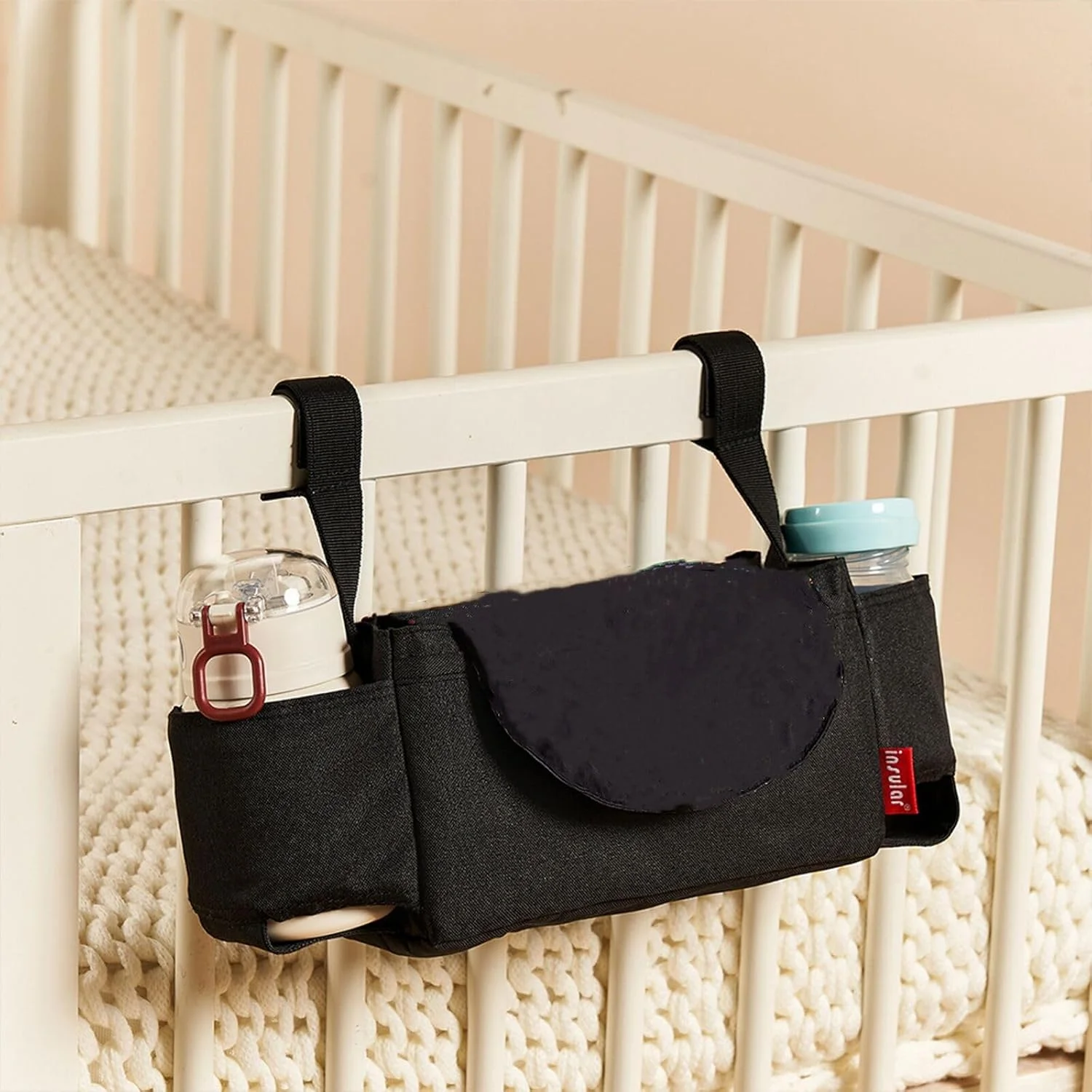 کیف لوازم جانبی کالسکه LOTUSSZ، کیف سازمان دهنده کالسکه چند منظوره با فضای بزرگ، کیف نگهداری کودک با جا لیوانی، مشکی کیف لوازم جانبی کالسکه LOTUSSZ، کیف سازمان دهنده کالسکه چند منظوره با فضای بزرگ، کیف نگهداری کودک با جا لیوانی، مشکی