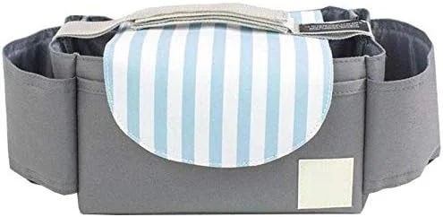 کیف لوازم مادر چند منظوره، کیف پوشک بچه با ظرفیت بزرگ، کیف شیشه شیر، کیف نگهداری لوازم کالسکه و استولر نوزاد، راه راه آبی