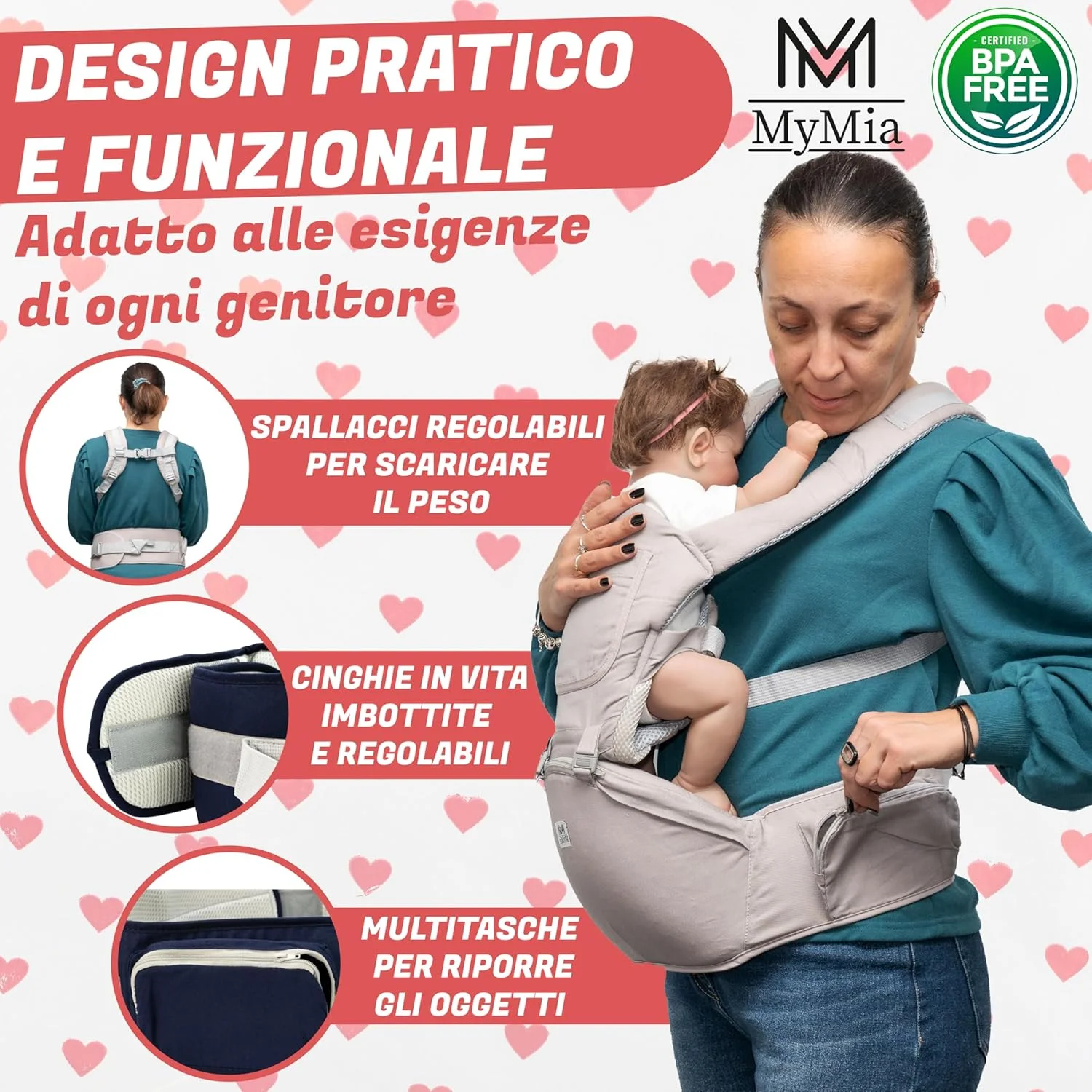 آغوشی نوزاد مای.میا 0-36 ماهه، کوله پشتی آغوشی با بندهای قابل تنظیم و پشتیبانی از سر از جنس پارچه ارگونومیک و تنفسی آغوشی نوزاد مای.میا 0-36 ماهه، کوله پشتی آغوشی با بندهای قابل تنظیم و پشتیبانی از سر از جنس پارچه ارگونومیک و تنفسی