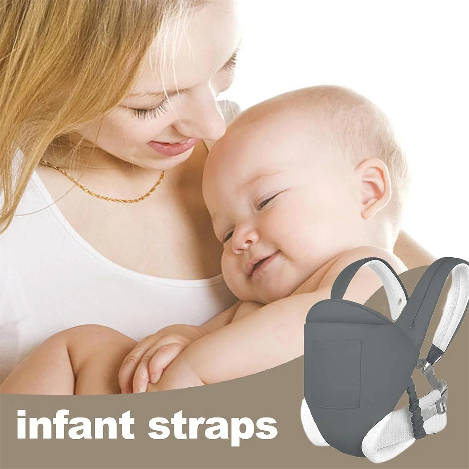 آغوشی کودک MOTIM، اسلینگ نوزاد قفسه سینه جلو با بندهای دوتایی و حمل بدون دست برای مسافرت، خرید و انجام کارهای خانه مادر، مناسب برای کودکان 3 تا 36 ماهه، قابل استفاده در تمام فصول (خاکستری تیره)