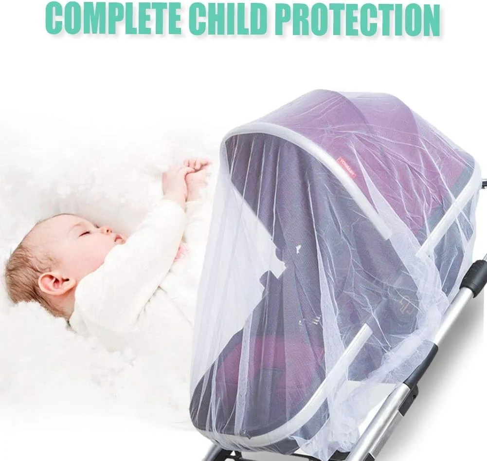 پشه بند کالسکه کودک - بسته 2 عددی، پشه بند بادوام کالسکه کودک - توری حشره گیر عالی برای کالسکه، گهواره، تخت نوزاد، پارک بازی، تخت سفری کوچک، جنس بادوام و بدون بو (آبی)