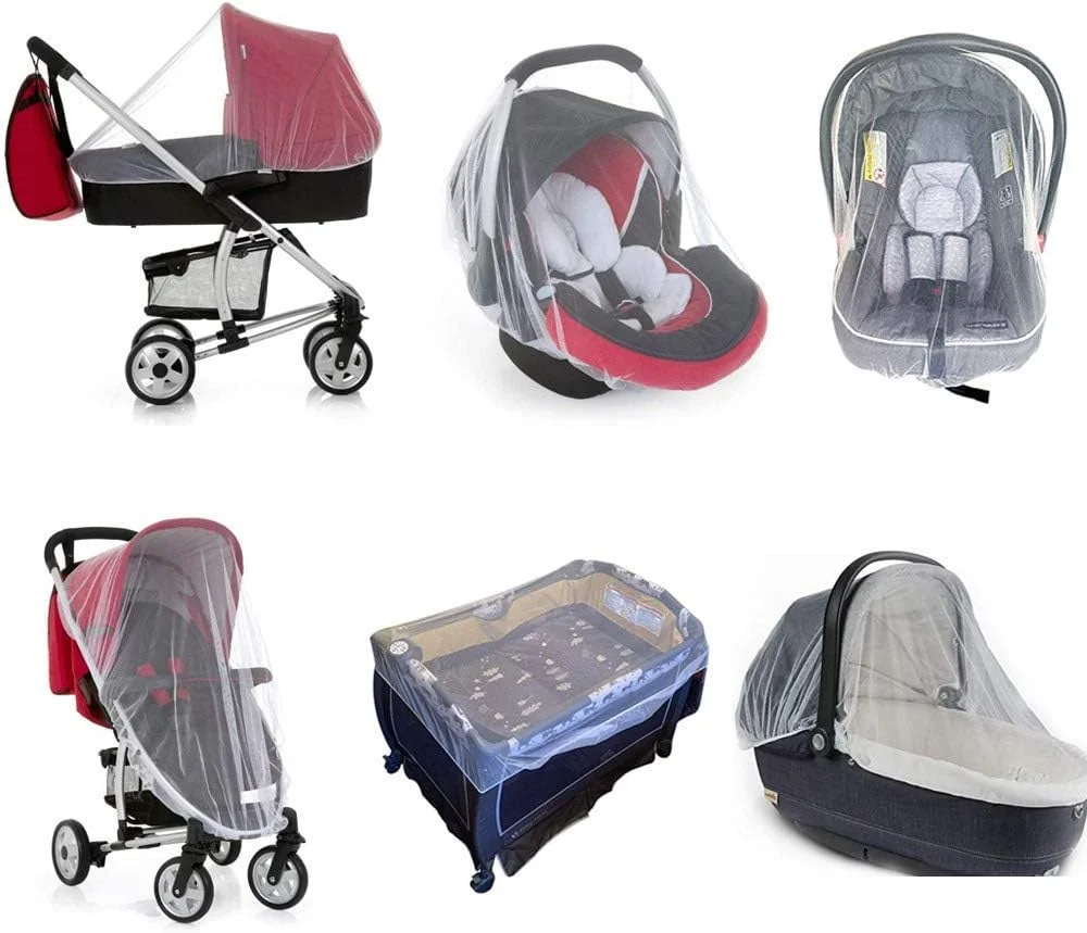 پشه بند کالسکه کودک - بسته 2 عددی، پشه بند بادوام کالسکه کودک - توری حشره گیر عالی برای کالسکه، گهواره، تخت نوزاد، پارک بازی، تخت سفری کوچک، جنس بادوام و بدون بو (آبی)