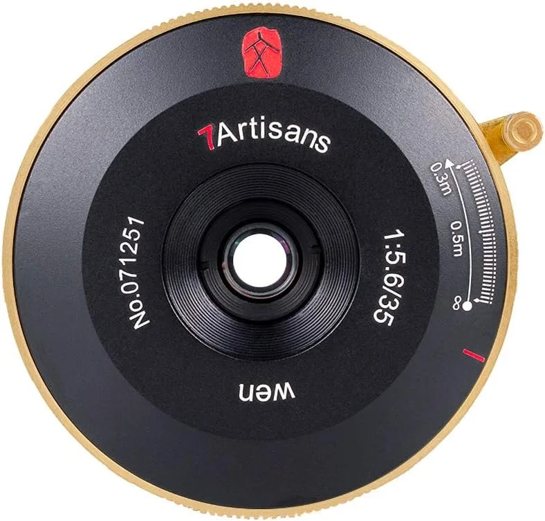 لنز 35mm f5.6 فول فریم 7artisans با فوکوس دستی سازگار با دهانه Leica M برای Leica M, M10, M240 M-P240, M-TYP246, M-P, M 262, M7 (طلایی مشکی)