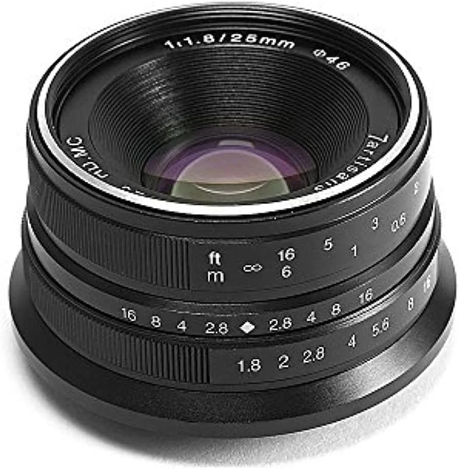 7Artisans 25mm F1.8 Aps-C Manual Focus Fixed Lens Compatible With Fujifilm Fuji Cameras X-A1 X-A10 X-A2 X-A3 X-At X-M1 Xm2 X-T1 X-T10 X-T2 X-T20 X-Pro1 X-Pro2 X-E1 X-E2 X-E2S - Black